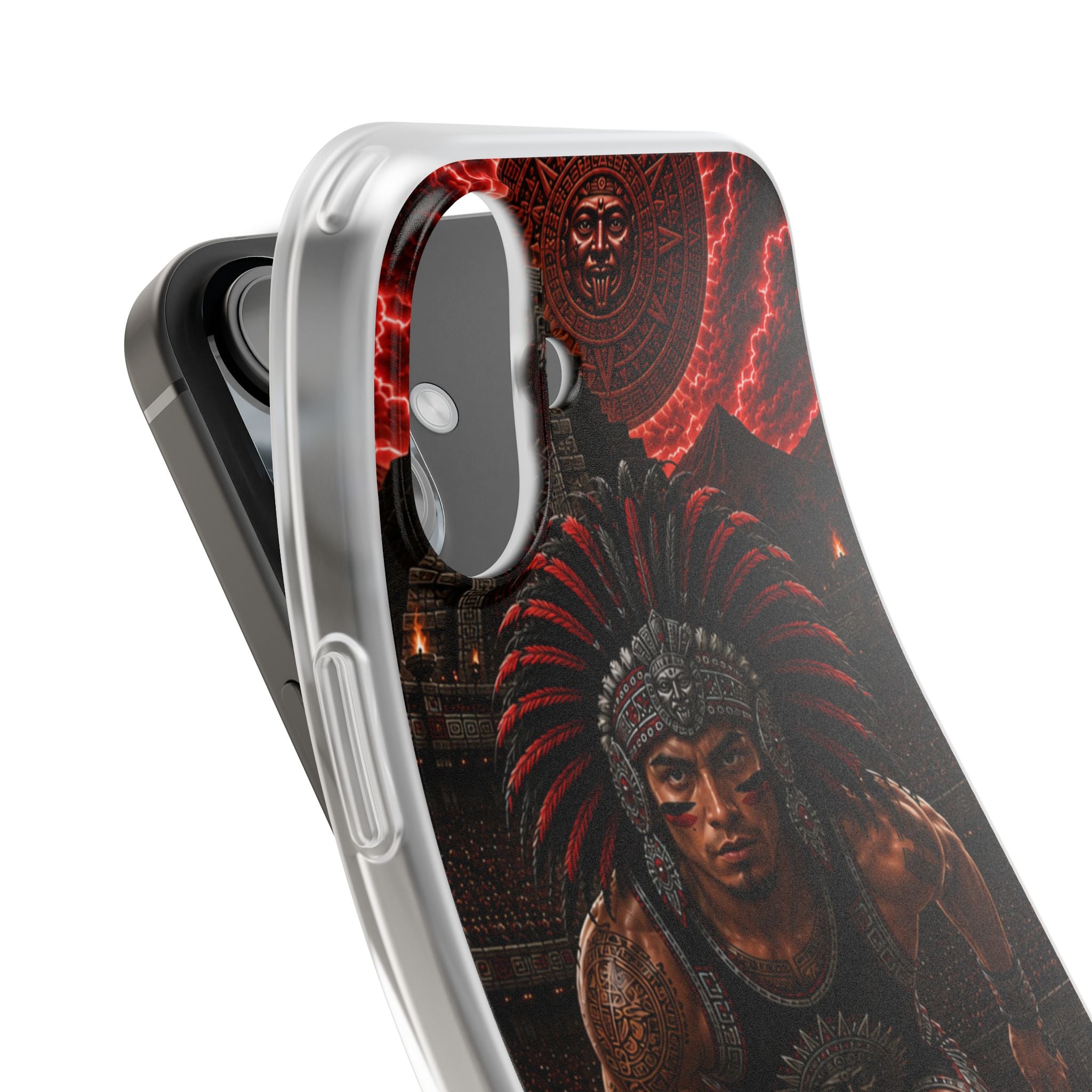 Aztec Track & Field Male Warrior – Flexi Phone Case (iPhone & Samsung • Clear TPU • Made & Shipped in the USA • 🚚 FREE USA Shipping • Personalized Option)