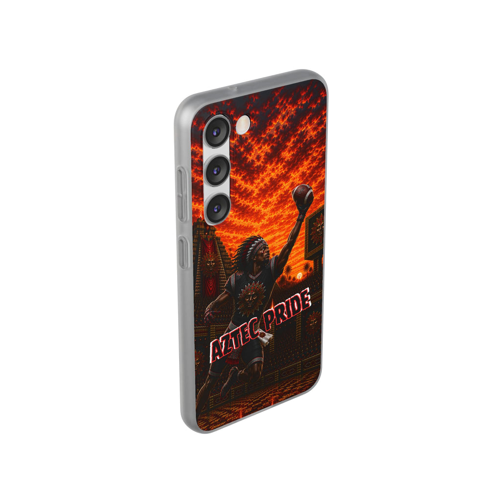 Aztec Football Warrior – Flexi Phone Case (iPhone & Samsung • Clear TPU • Made & Shipped in the USA • 🚚 FREE USA Shipping • Personalized Option)