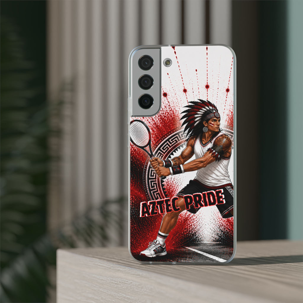 Aztec Tennis Male Warrior – Flexi Phone Case (iPhone & Samsung • Clear TPU • Made & Shipped in the USA • 🚚 FREE USA Shipping • Personalized Option)