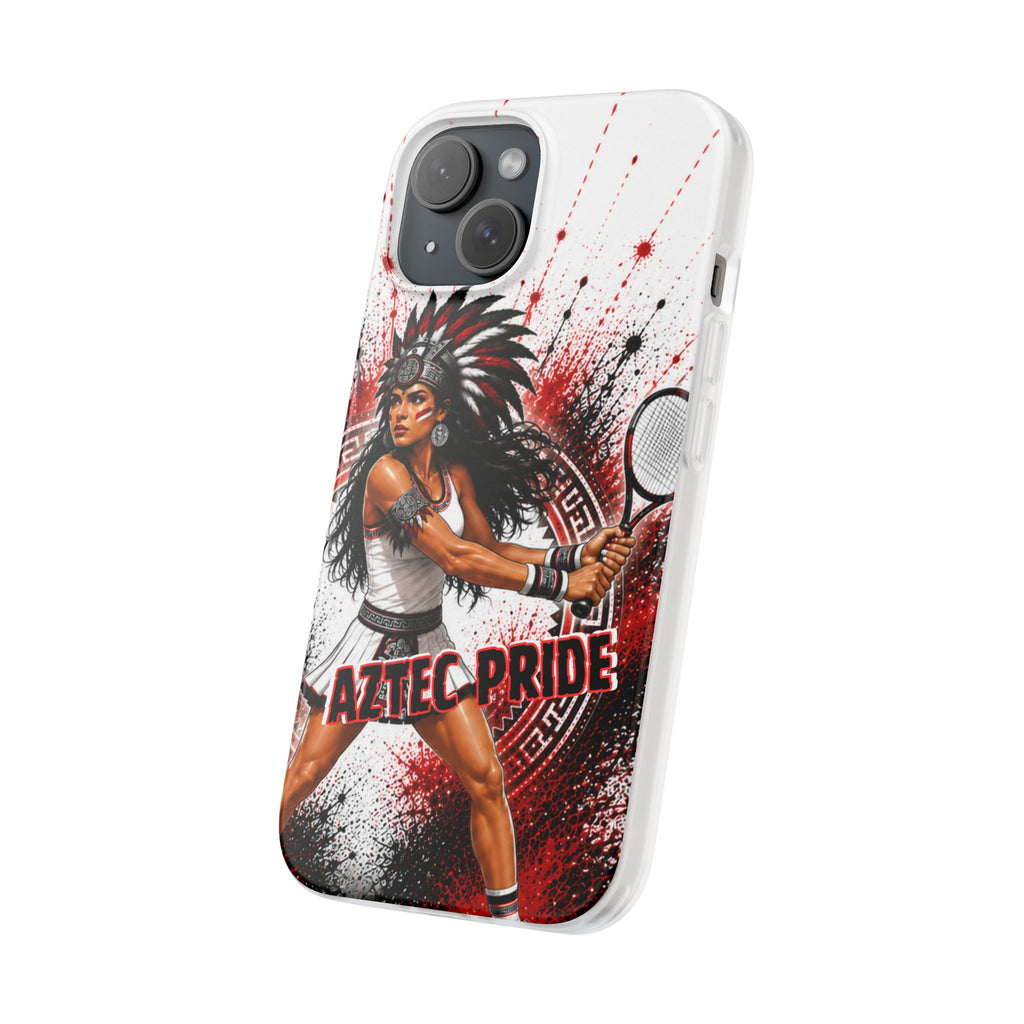 Aztec Tennis Female Warrior – Flexi Phone Case (iPhone & Samsung • Clear TPU • Made & Shipped in the USA • 🚚 FREE USA Shipping • Personalized Option)