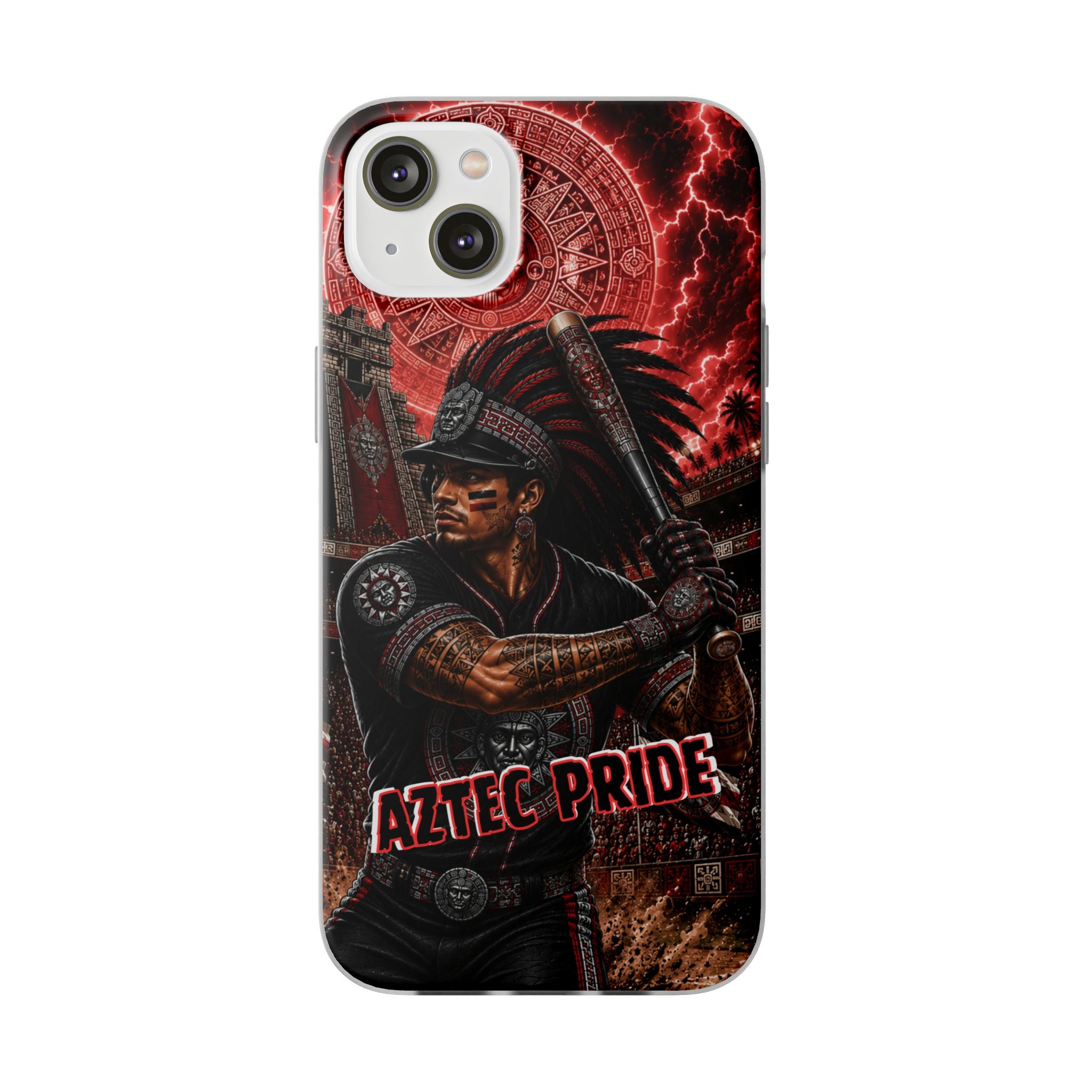 Aztec Baseball Warrior – Flexi Phone Case (iPhone & Samsung • Clear TPU • Made & Shipped in the USA • 🚚 FREE USA Shipping • Personalized Option)