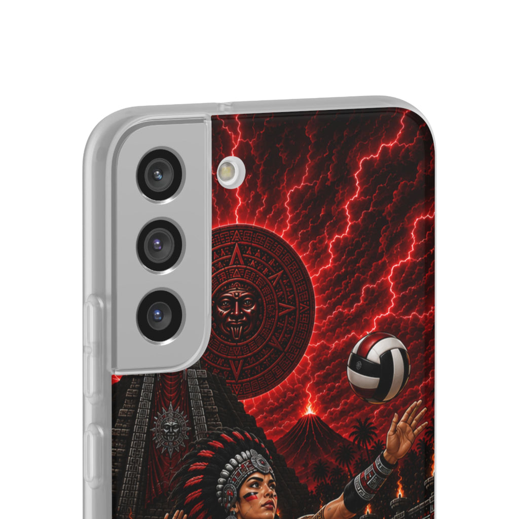 Aztec Volleyball Warrior – Flexi Phone Case (iPhone & Samsung • Clear TPU • Made & Shipped in the USA • 🚚 FREE USA Shipping • Personalized Option)