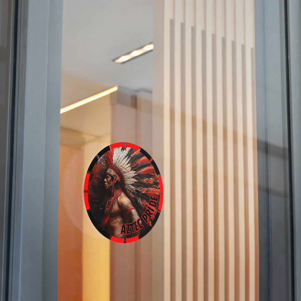 Aztec Noble Warrior Round Vinyl Sticker – Waterproof Matte Decal (2”–6”)