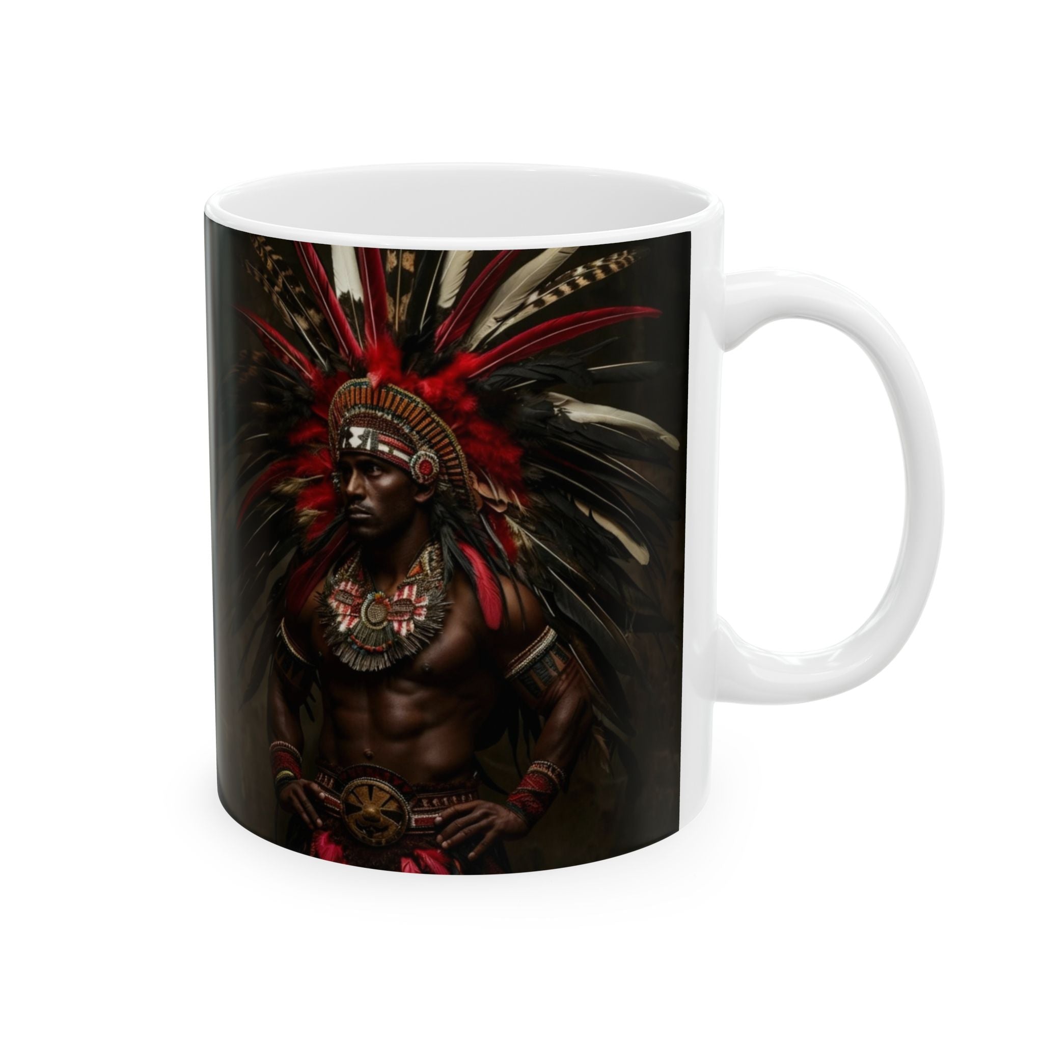 Aztec Panther Warrior – Ceramic Mug (11oz, 15oz • Dishwasher & Microwave Safe • Made in USA • Personalized Option)