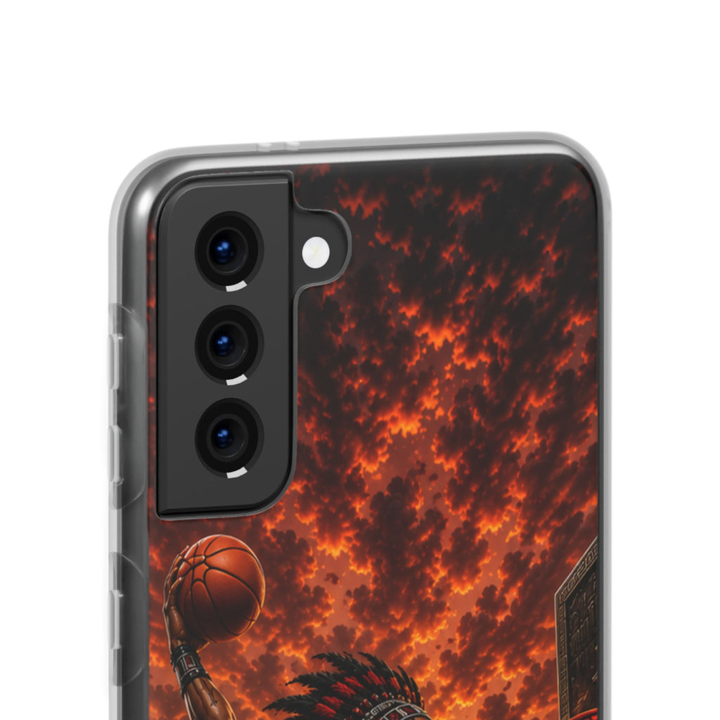 Aztec Basketball Male Warrior – Flexi Phone Case (iPhone & Samsung • Clear TPU • Made & Shipped in the USA • 🚚 FREE USA Shipping • Personalized Option)