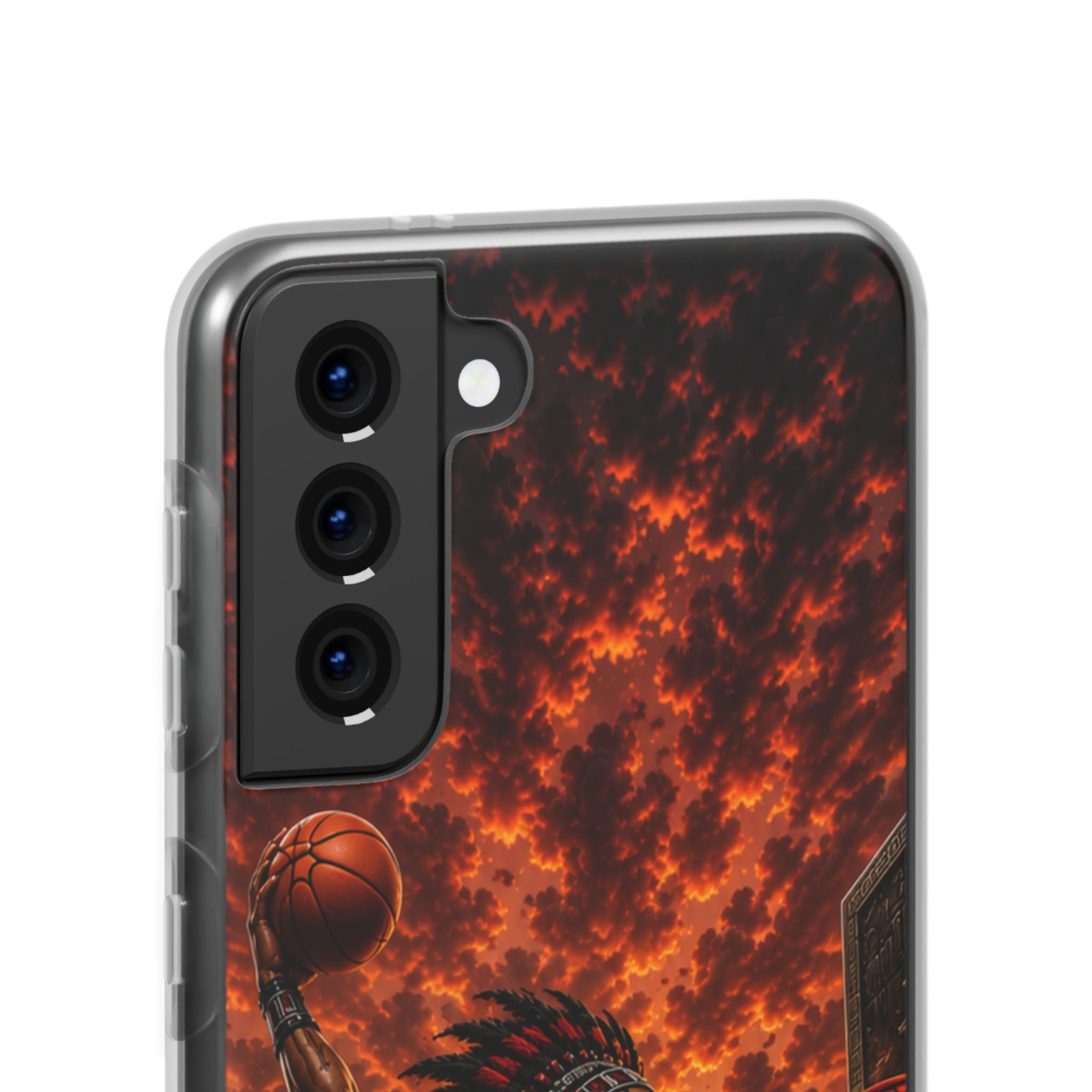 Aztec Basketball Male Warrior – Flexi Phone Case (iPhone & Samsung • Clear TPU • Made & Shipped in the USA • 🚚 FREE USA Shipping • Personalized Option)