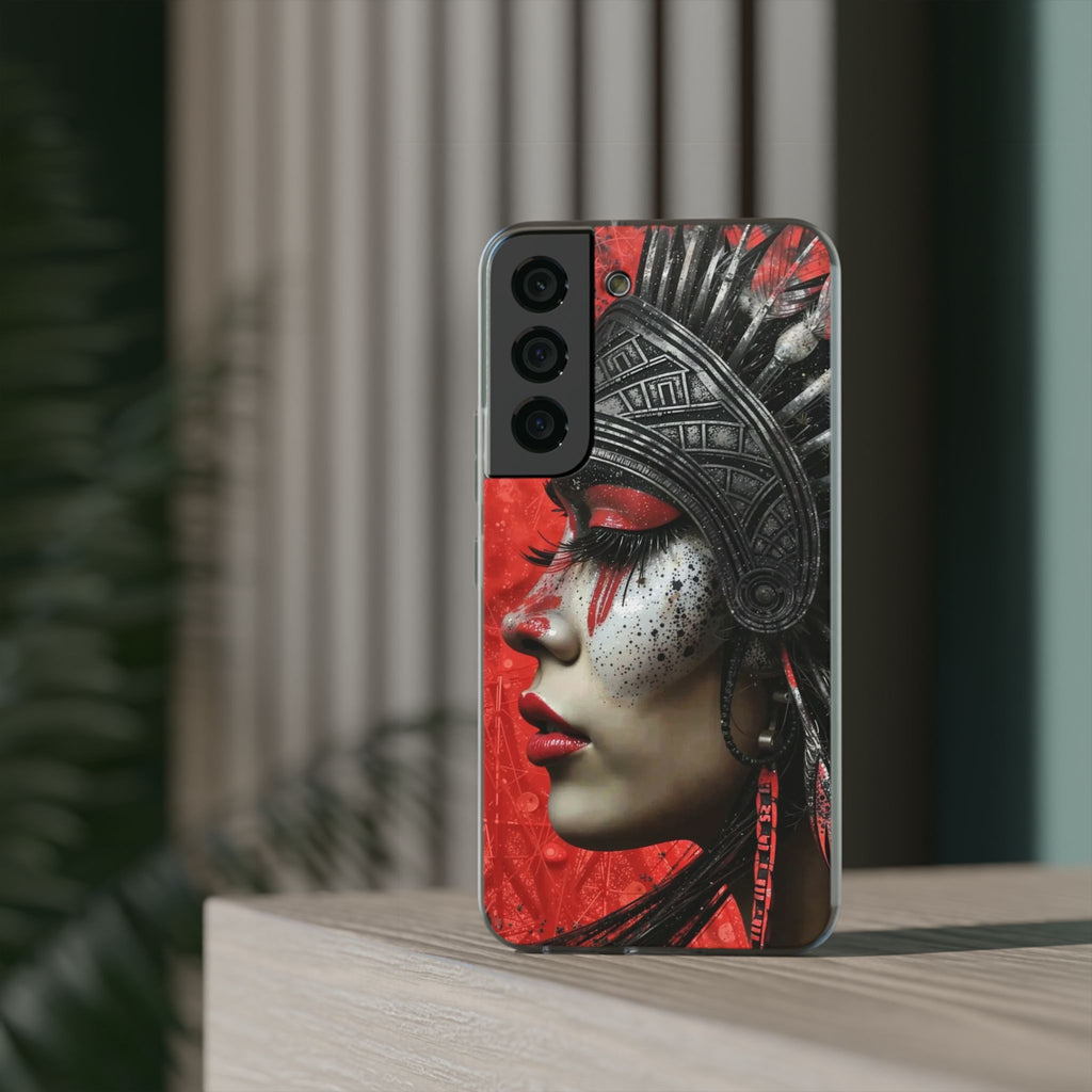 Aztec Fearless Goddess – Flexi Phone Case (iPhone & Samsung • Clear TPU • Made in USA • Personalized Option)