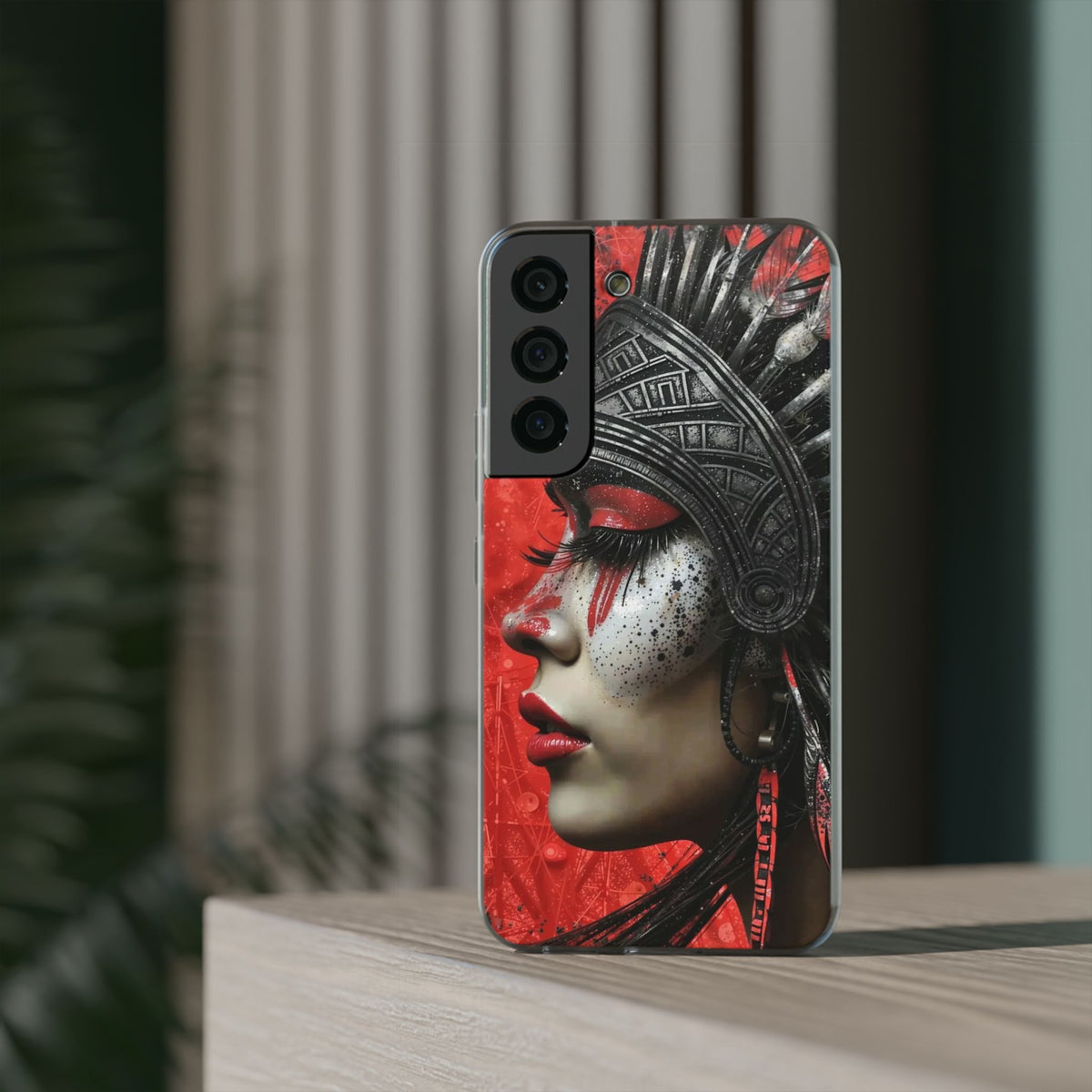 Aztec Fearless Goddess – Flexi Phone Case (iPhone & Samsung • Clear TPU • Made in USA • Personalized Option)