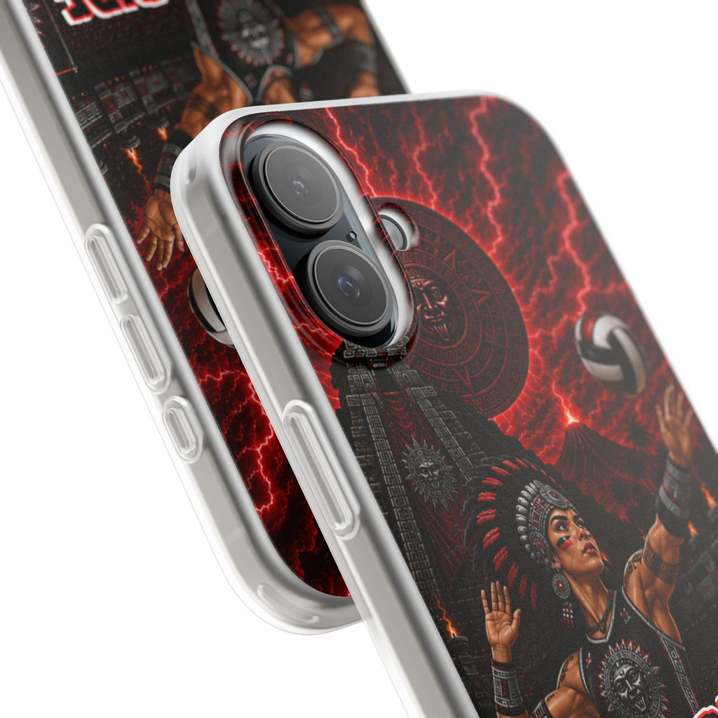 Aztec Volleyball Warrior – Flexi Phone Case (iPhone & Samsung • Clear TPU • Made & Shipped in the USA • 🚚 FREE USA Shipping • Personalized Option)