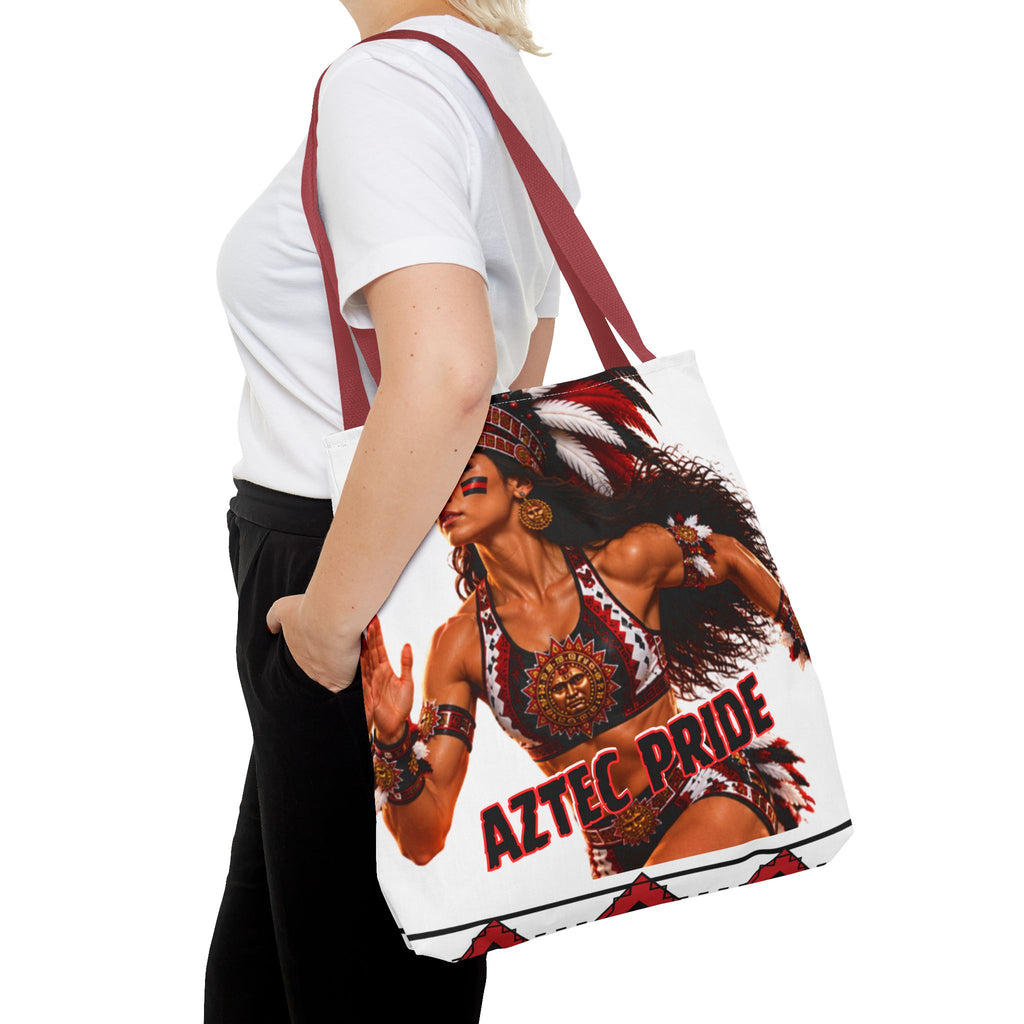 Aztec Track Female Warrior Tote Bag | Aztec-Inspired AI Art • Made & Shipped in the USA • 🚚 FREE USA Shipping • FREE Personalization