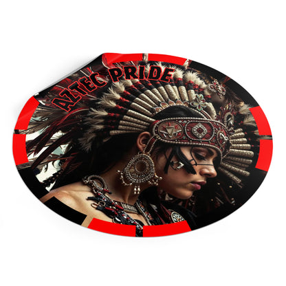 Aztec Goddess Spirit Round Vinyl Sticker – Waterproof Matte Decal (2”–6”)