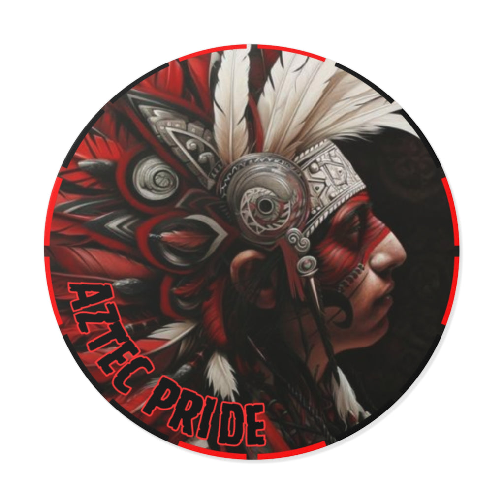 Aztec Warrior King Round Vinyl Sticker – Waterproof Matte Decal (2”–6”)