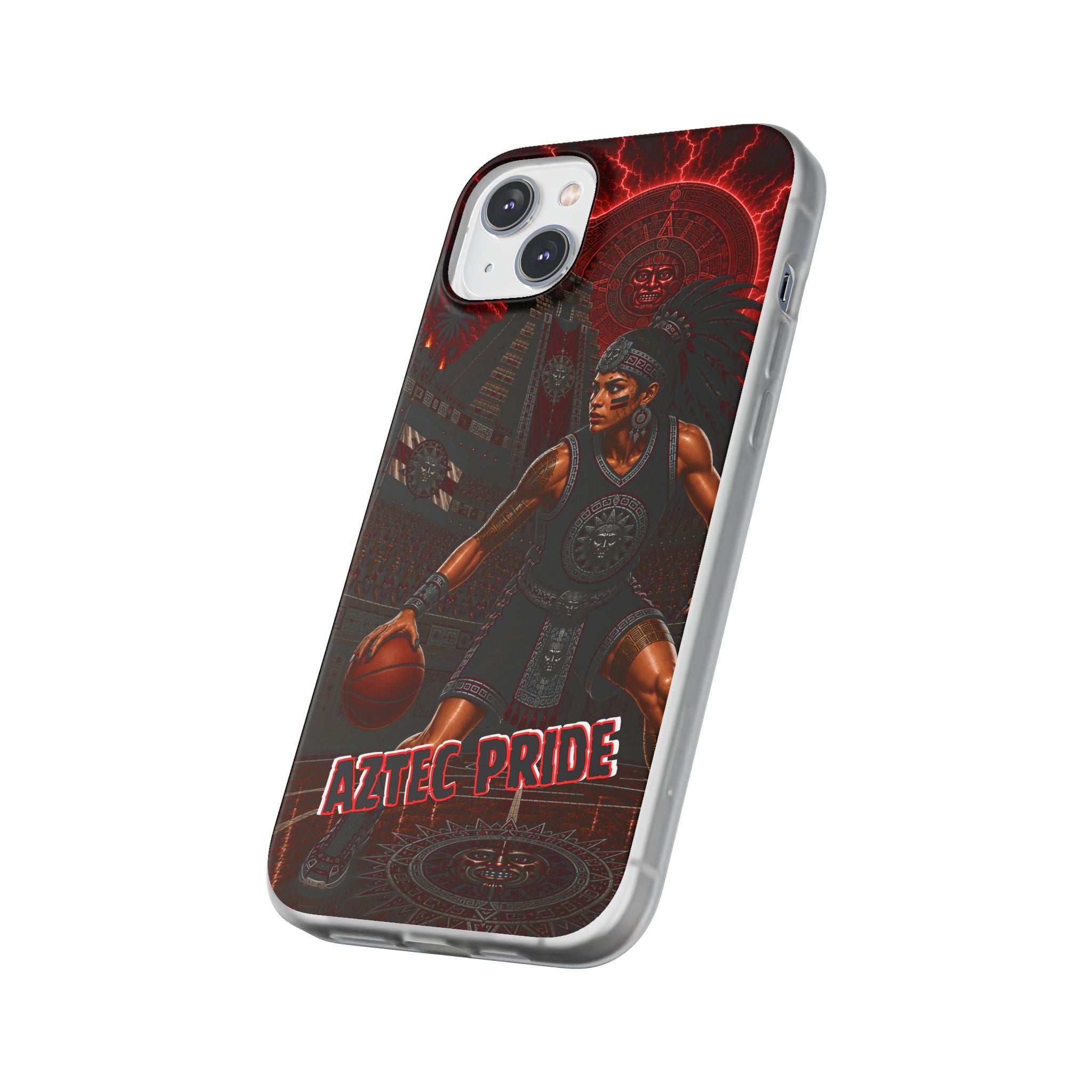 Aztec Basketball Female Warrior – Flexi Phone Case (iPhone & Samsung • Clear TPU • Made & Shipped in the USA • 🚚 FREE USA Shipping • Personalized Option)
