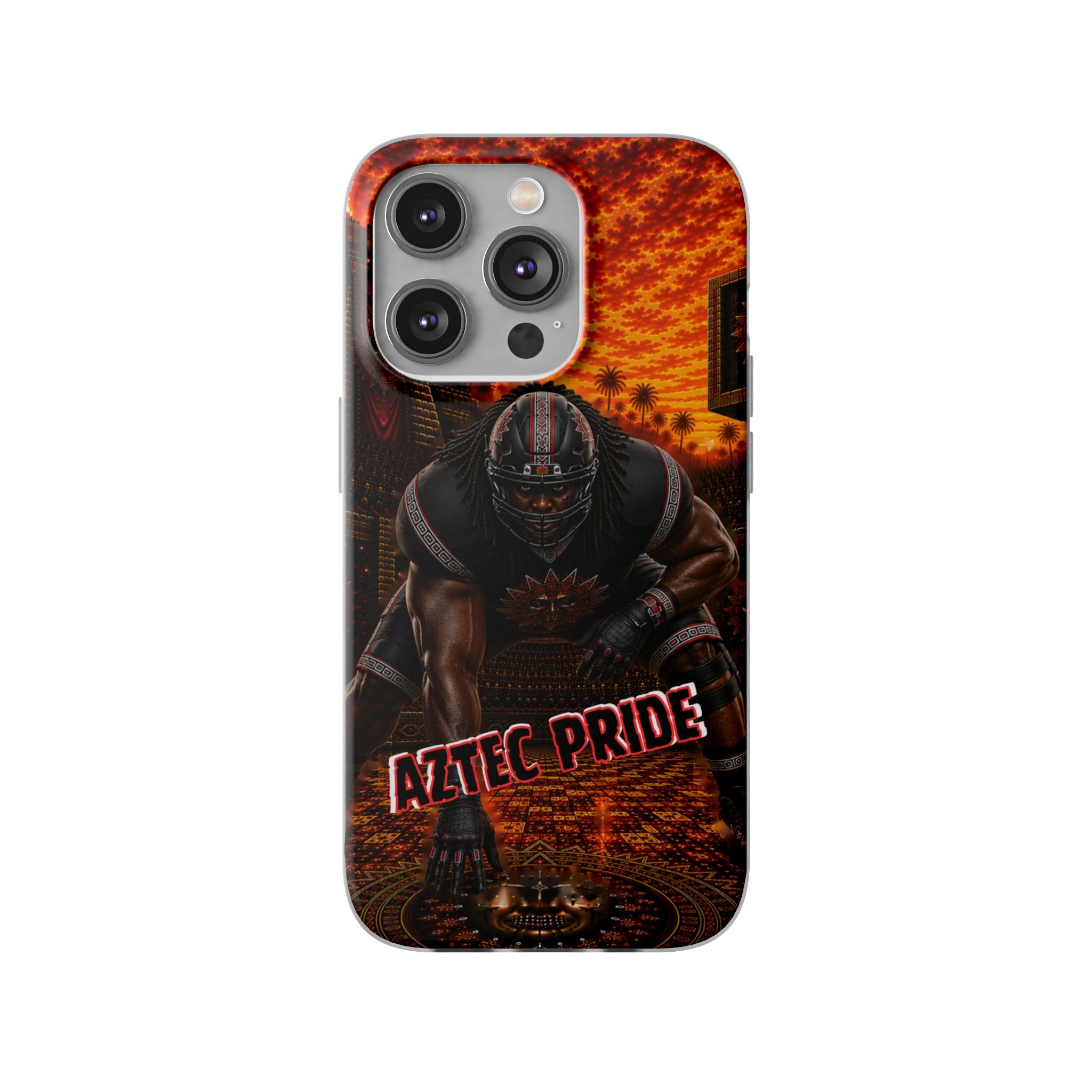 Aztec Football Warrior – Flexi Phone Case (iPhone & Samsung • Clear TPU • Made & Shipped in the USA • 🚚 FREE USA Shipping • Personalized Option)