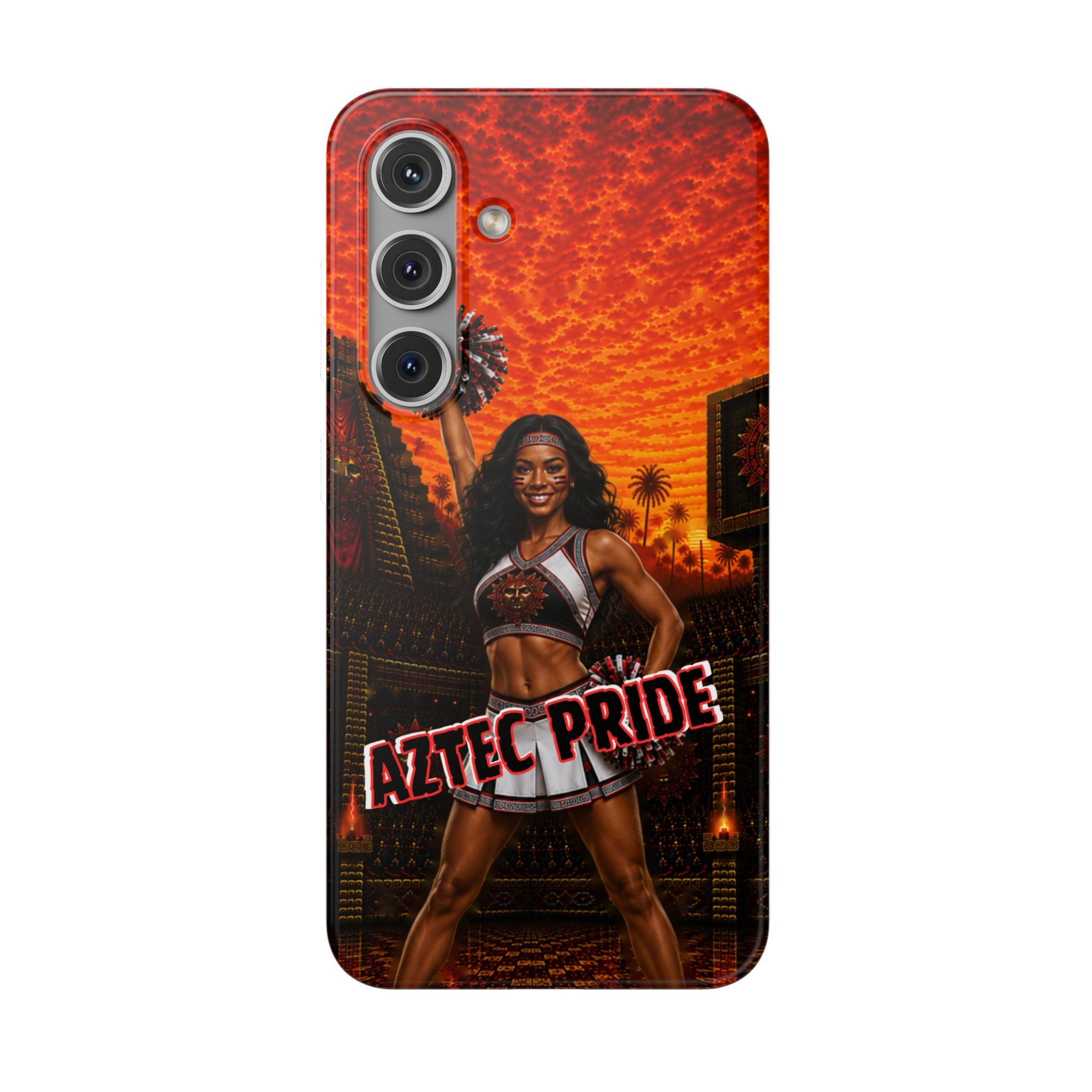 Aztec Cheerleader Warrior – Flexi Phone Case (iPhone & Samsung • Clear TPU • Made & Shipped in the USA • 🚚 FREE USA Shipping • Personalized Option)