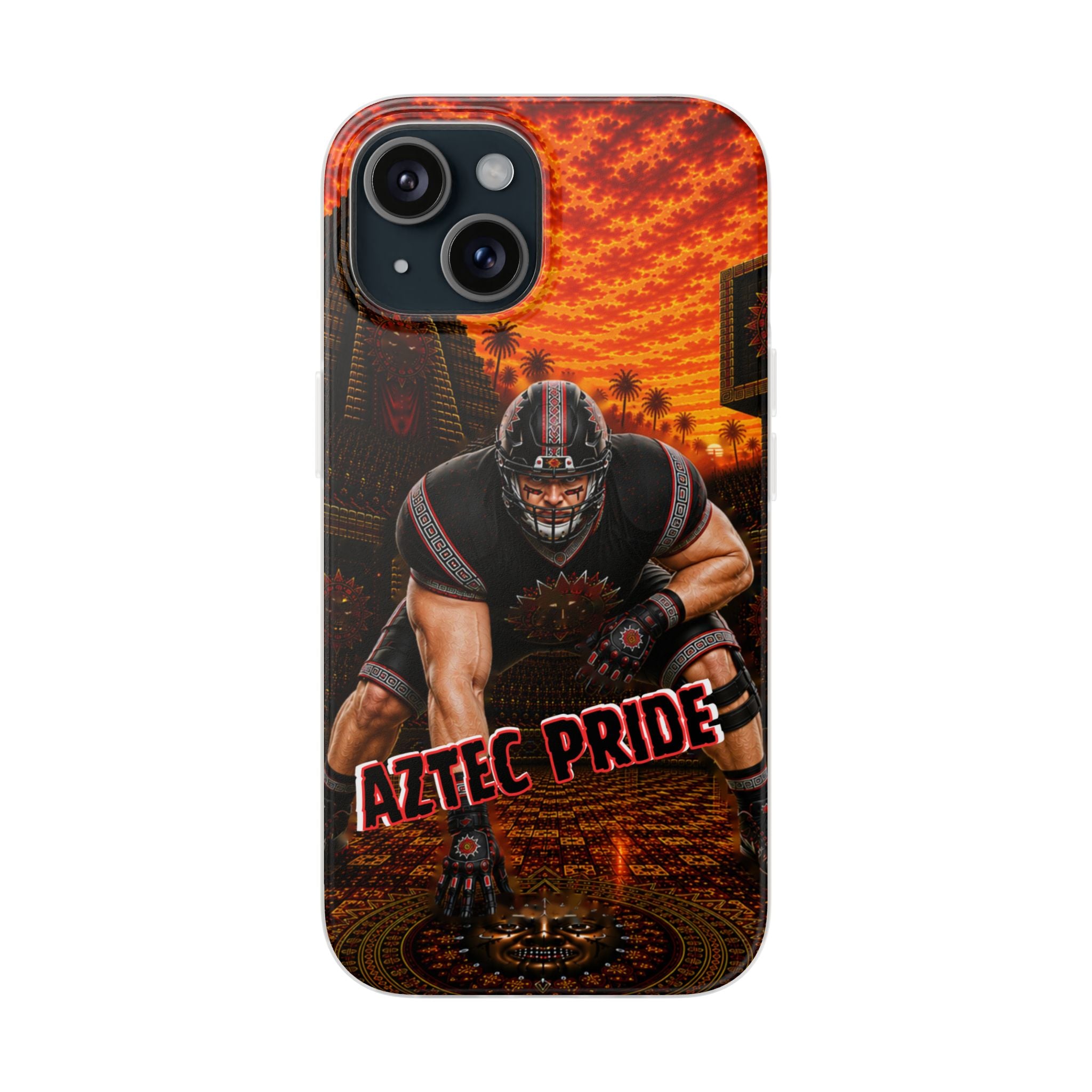 Aztec Football Warrior – Flexi Phone Case (iPhone & Samsung • Clear TPU • Made & Shipped in the USA • 🚚 FREE USA Shipping • Personalized Option)
