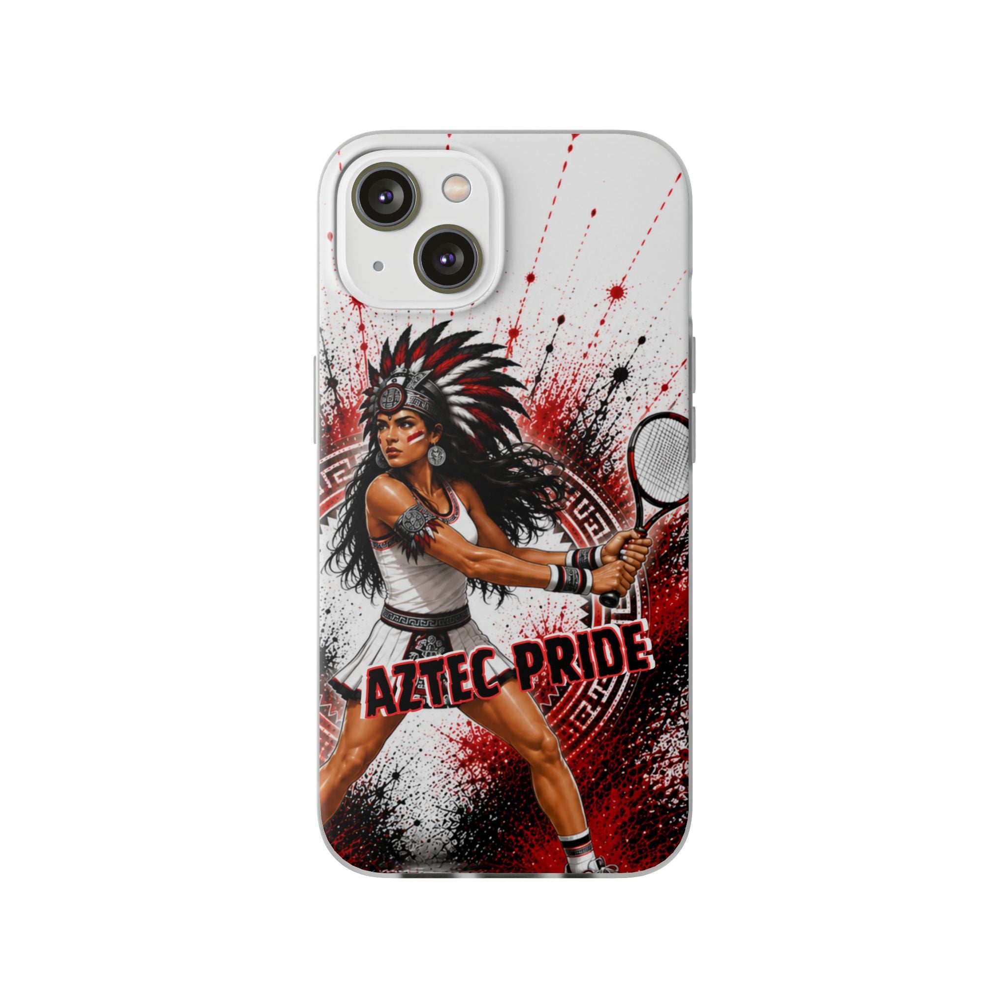 Aztec Tennis Female Warrior – Flexi Phone Case (iPhone & Samsung • Clear TPU • Made & Shipped in the USA • 🚚 FREE USA Shipping • Personalized Option)