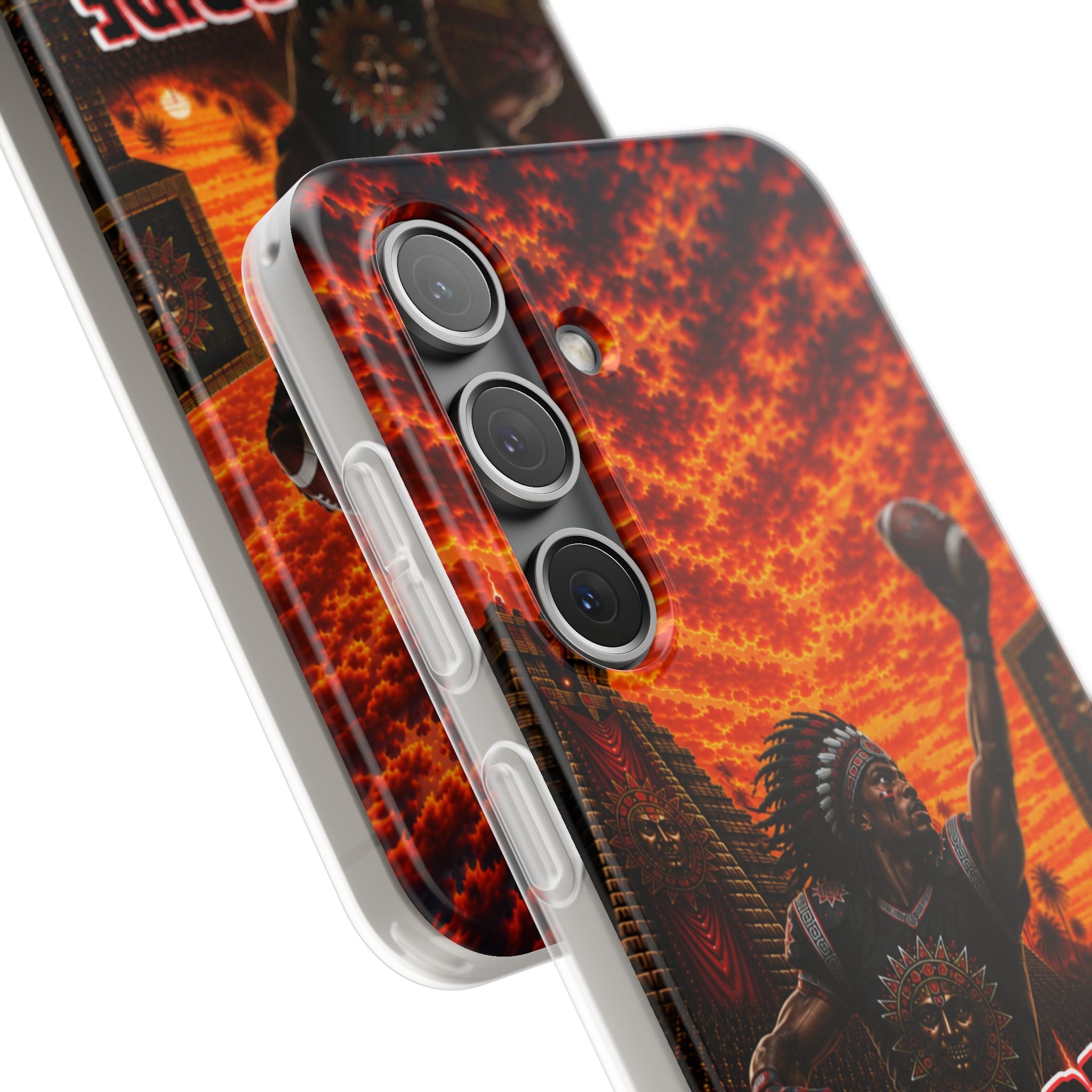 Aztec Football Warrior – Flexi Phone Case (iPhone & Samsung • Clear TPU • Made & Shipped in the USA • 🚚 FREE USA Shipping • Personalized Option)