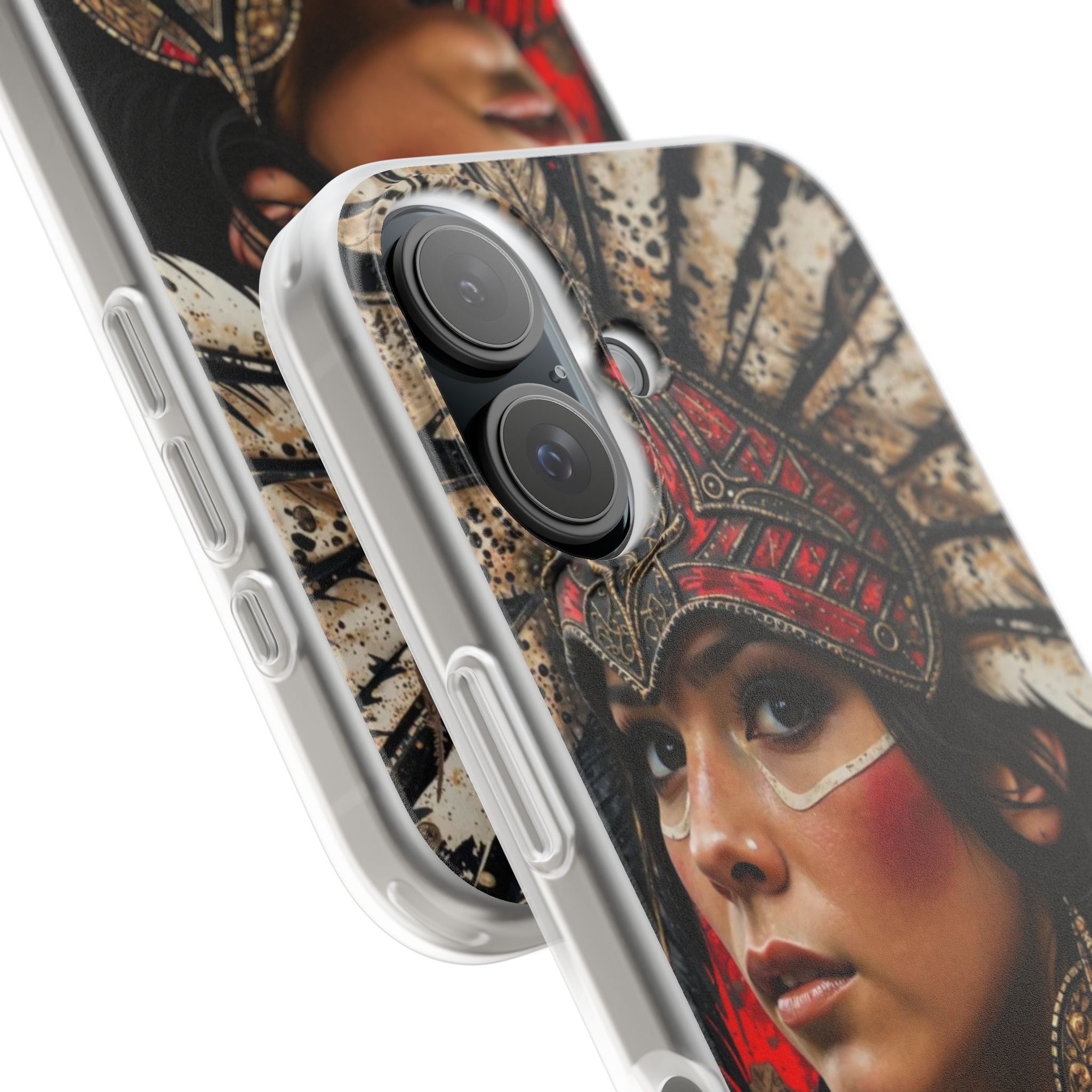 Aztec Moon Goddess – Flexi Phone Case (iPhone & Samsung • Clear TPU • Made in USA • Personalized Option)