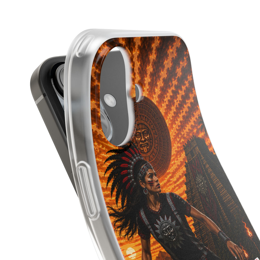 Aztec Soccer Female Warrior – Flexi Phone Case (iPhone & Samsung • Clear TPU • Made & Shipped in the USA • 🚚 FREE USA Shipping • Personalized Option)