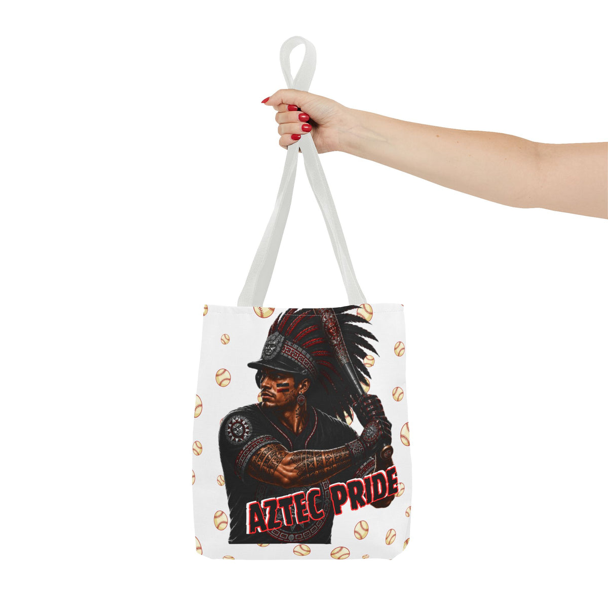 Aztec Baseball Warrior Tote Bag | Aztec-Inspired AI Art • Made & Shipped in the USA • 🚚 FREE USA Shipping • FREE Personalization