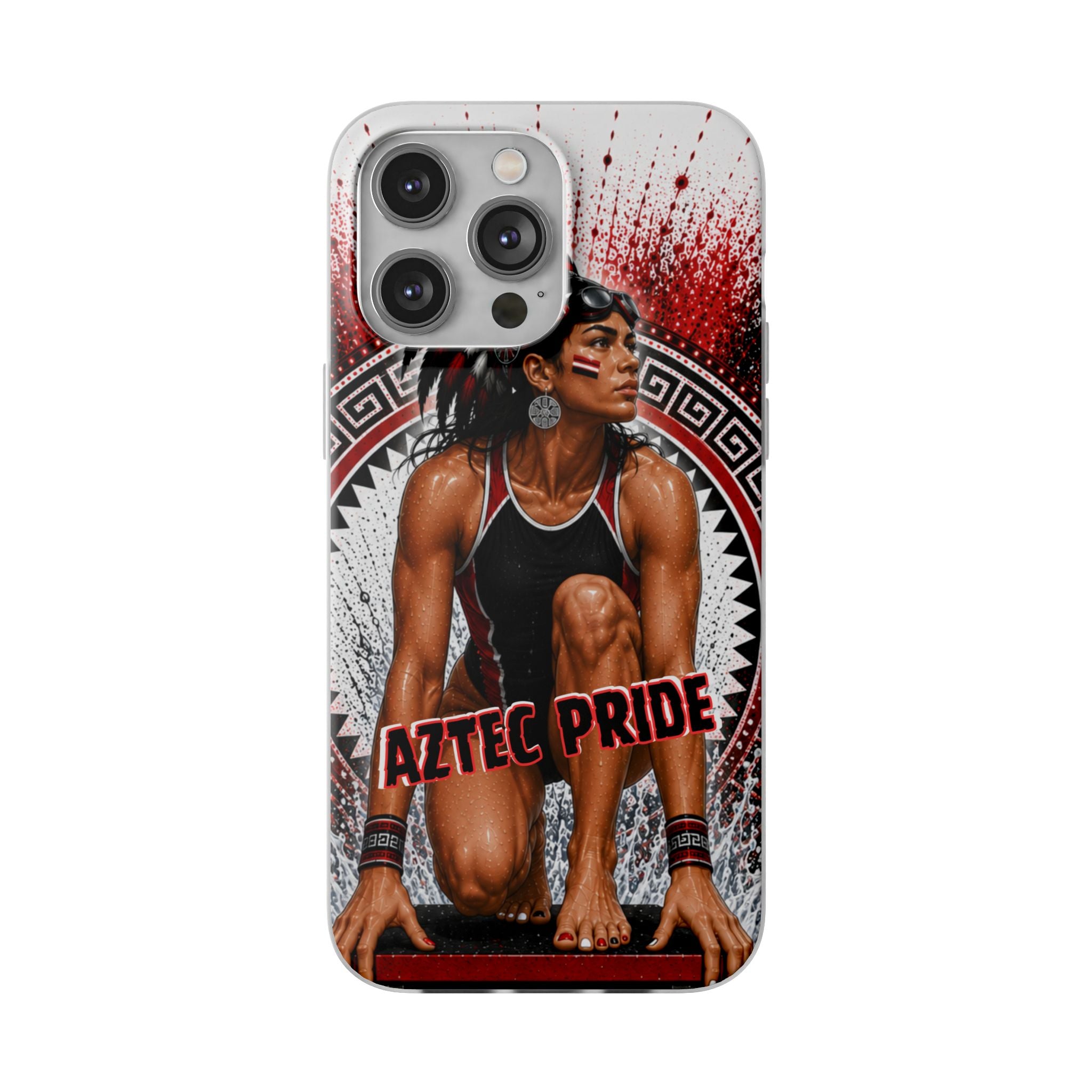 Aztec Swim & Dive Warrior – Flexi Phone Case (iPhone & Samsung • Clear TPU • Made & Shipped in the USA • 🚚 FREE USA Shipping • Personalized Option)