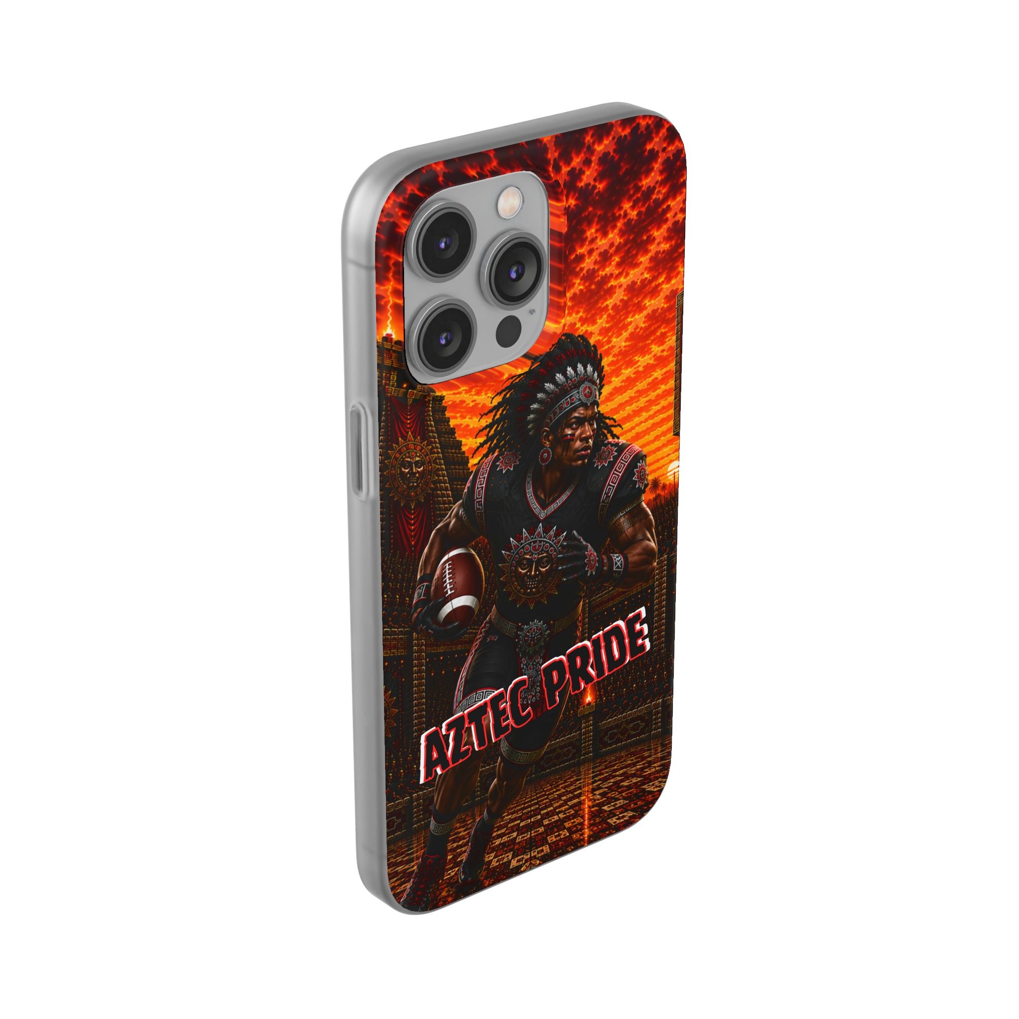 Aztec Football Warrior – Flexi Phone Case (iPhone & Samsung • Clear TPU • Made & Shipped in the USA • 🚚 FREE USA Shipping • Personalized Option)