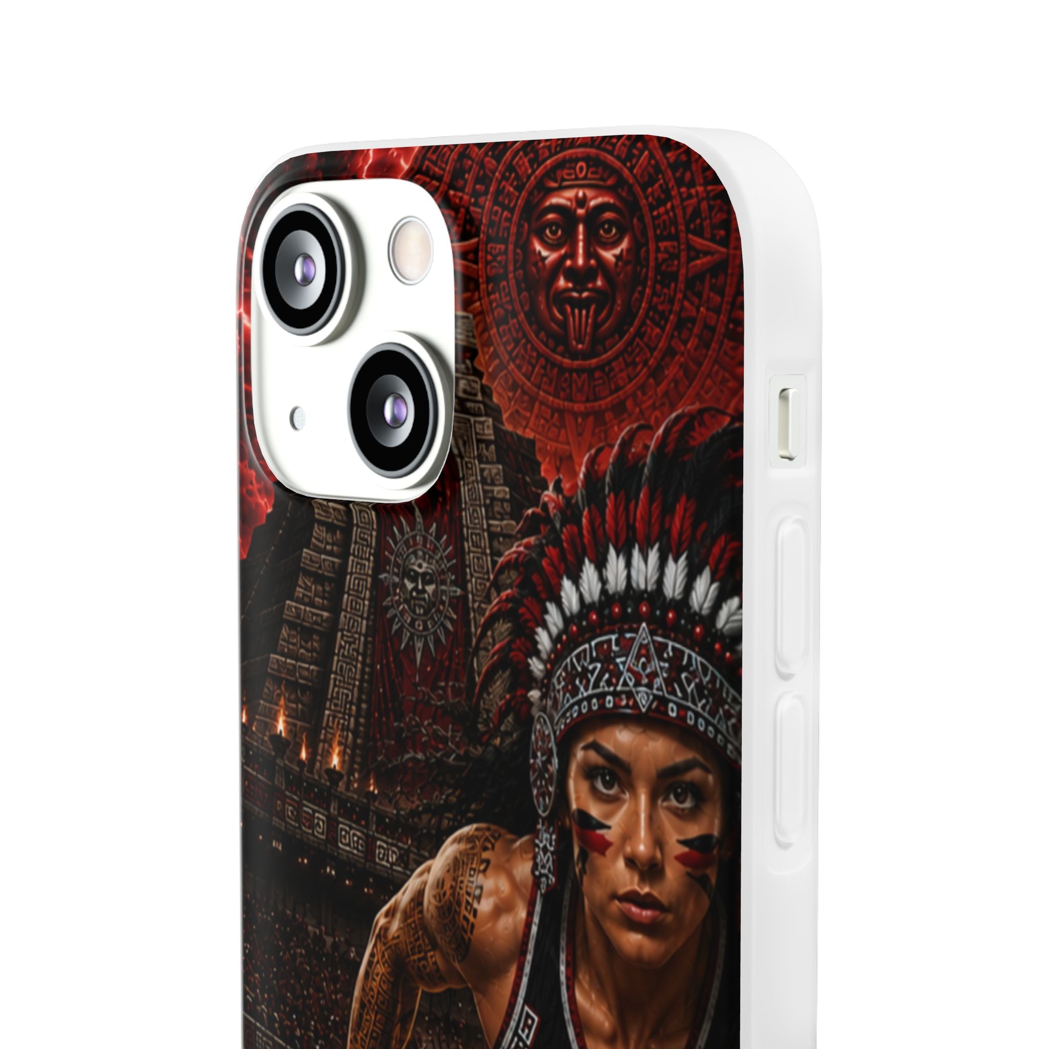 Aztec Track & Field Female Warrior – Flexi Phone Case (iPhone & Samsung • Clear TPU • Made & Shipped in the USA • 🚚 FREE USA Shipping • Personalized Option)