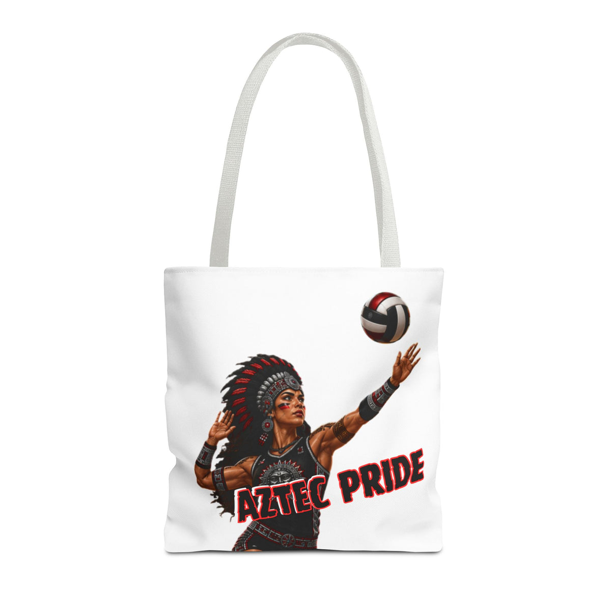 Aztec Volleyball Warrior Tote Bag | Aztec-Inspired AI Art • Made & Shipped in the USA • 🚚 FREE USA Shipping • FREE Personalization