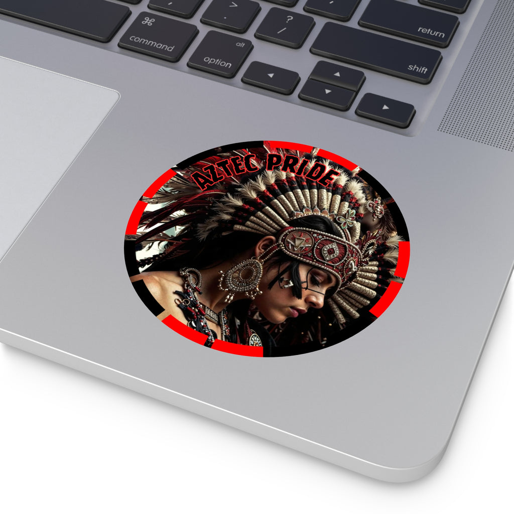 Aztec Goddess Spirit Round Vinyl Sticker – Waterproof Matte Decal (2”–6”)