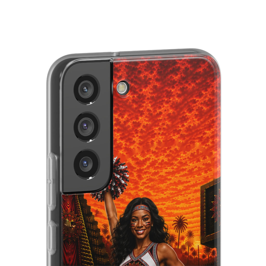 Aztec Cheerleader Warrior – Flexi Phone Case (iPhone & Samsung • Clear TPU • Made & Shipped in the USA • 🚚 FREE USA Shipping • Personalized Option)