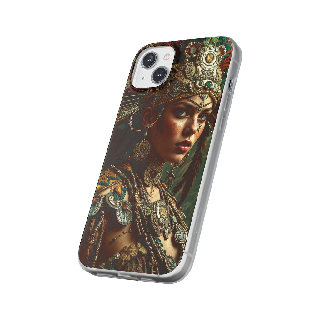 Aztec Warrior Goddess – Flexi Phone Case (iPhone & Samsung • Clear TPU • Made in USA • Personalized Option)