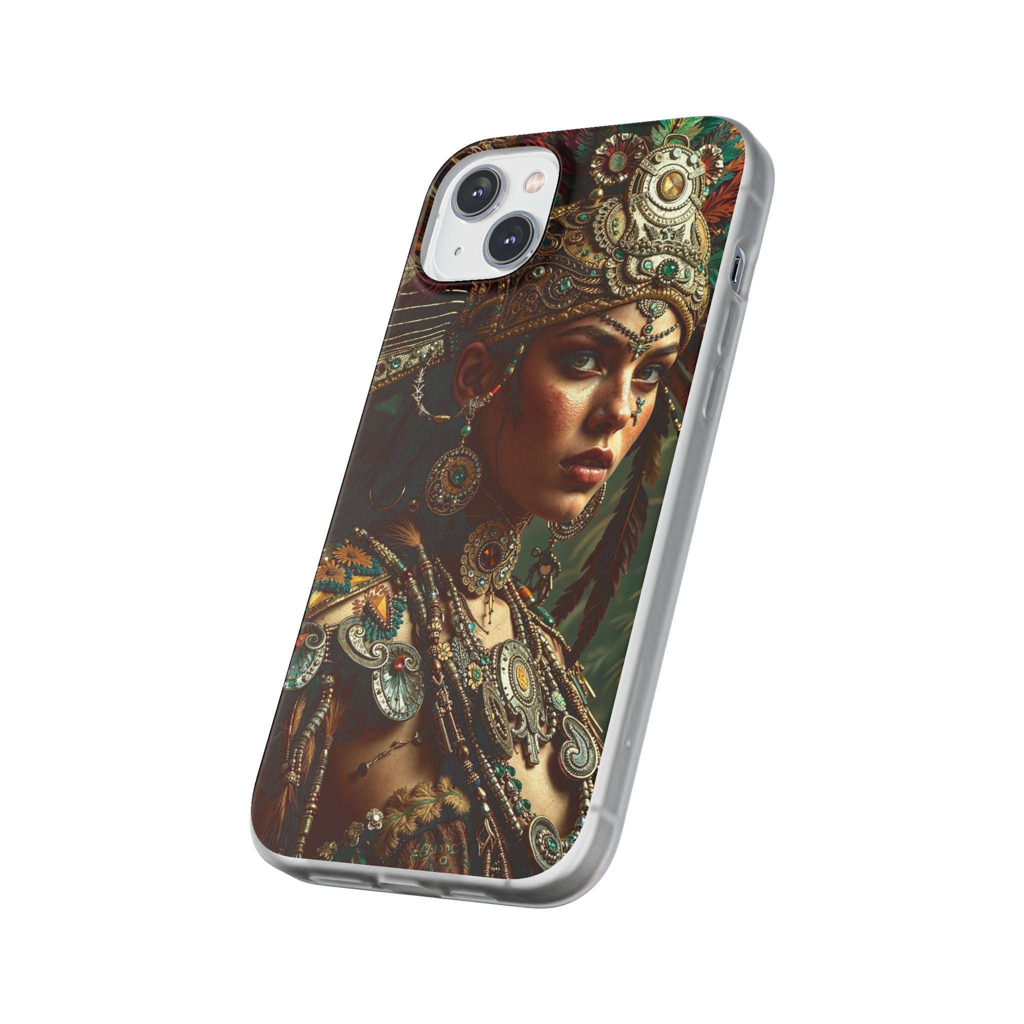 Aztec Warrior Goddess – Flexi Phone Case (iPhone & Samsung • Clear TPU • Made in USA • Personalized Option)