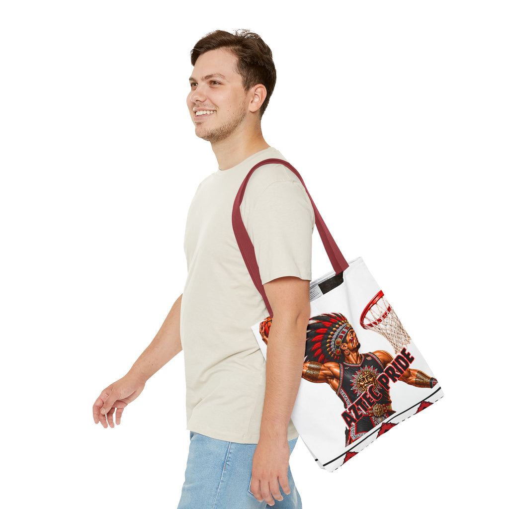 Aztec Basketball Dunk Warrior Tote Bag | Aztec-Inspired AI Art • Made & Shipped in the USA • 🚚 FREE USA Shipping • FREE Personalization