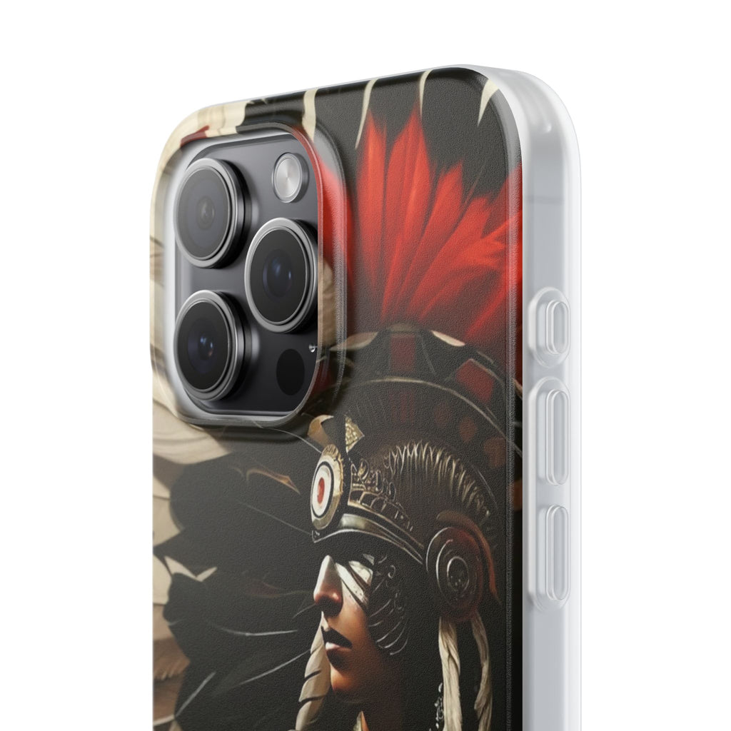 Aztec Fierce Warrior – Flexi Phone Case (iPhone & Samsung • Clear TPU • Made in USA • Personalized Option)