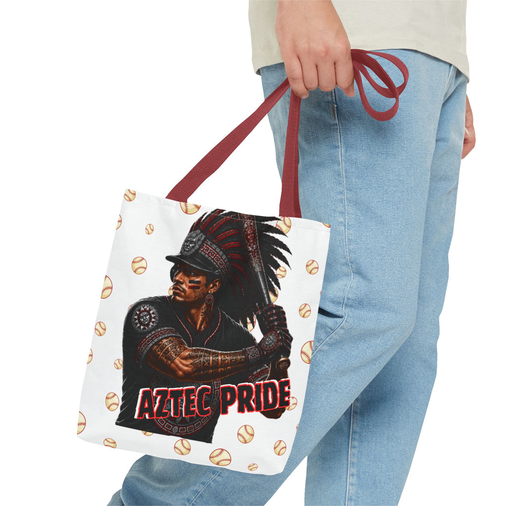 Aztec Baseball Warrior Tote Bag | Aztec-Inspired AI Art • Made & Shipped in the USA • 🚚 FREE USA Shipping • FREE Personalization