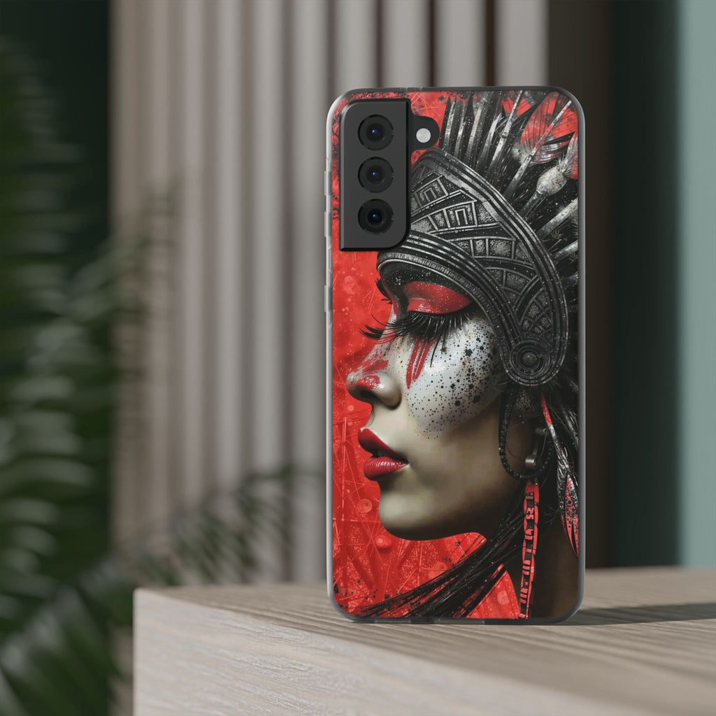 Aztec Fearless Goddess – Flexi Phone Case (iPhone & Samsung • Clear TPU • Made in USA • Personalized Option)