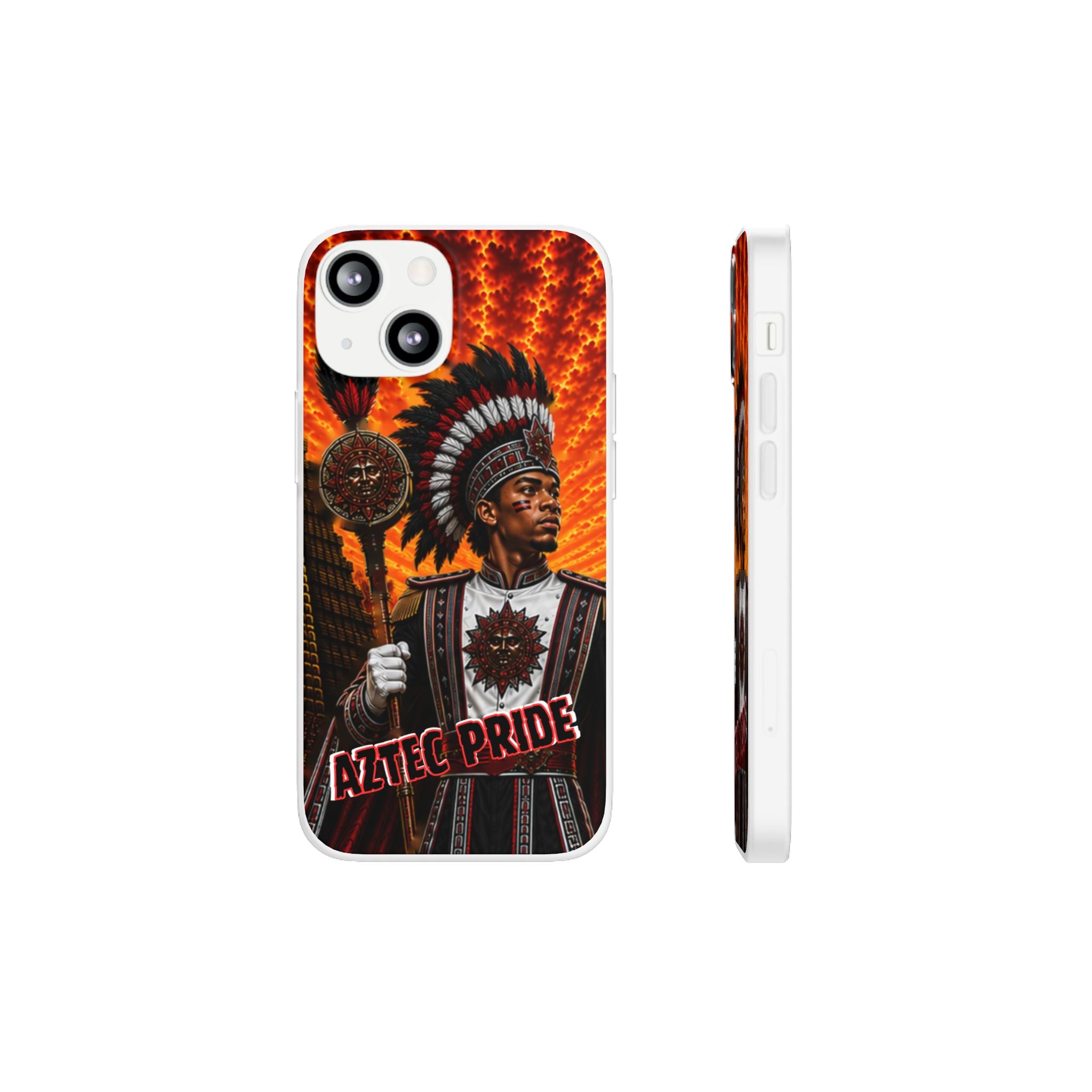 Aztec Drum Major Warrior – Flexi Phone Case (iPhone & Samsung • Clear TPU • Made & Shipped in the USA • 🚚 FREE USA Shipping • Personalized Option)
