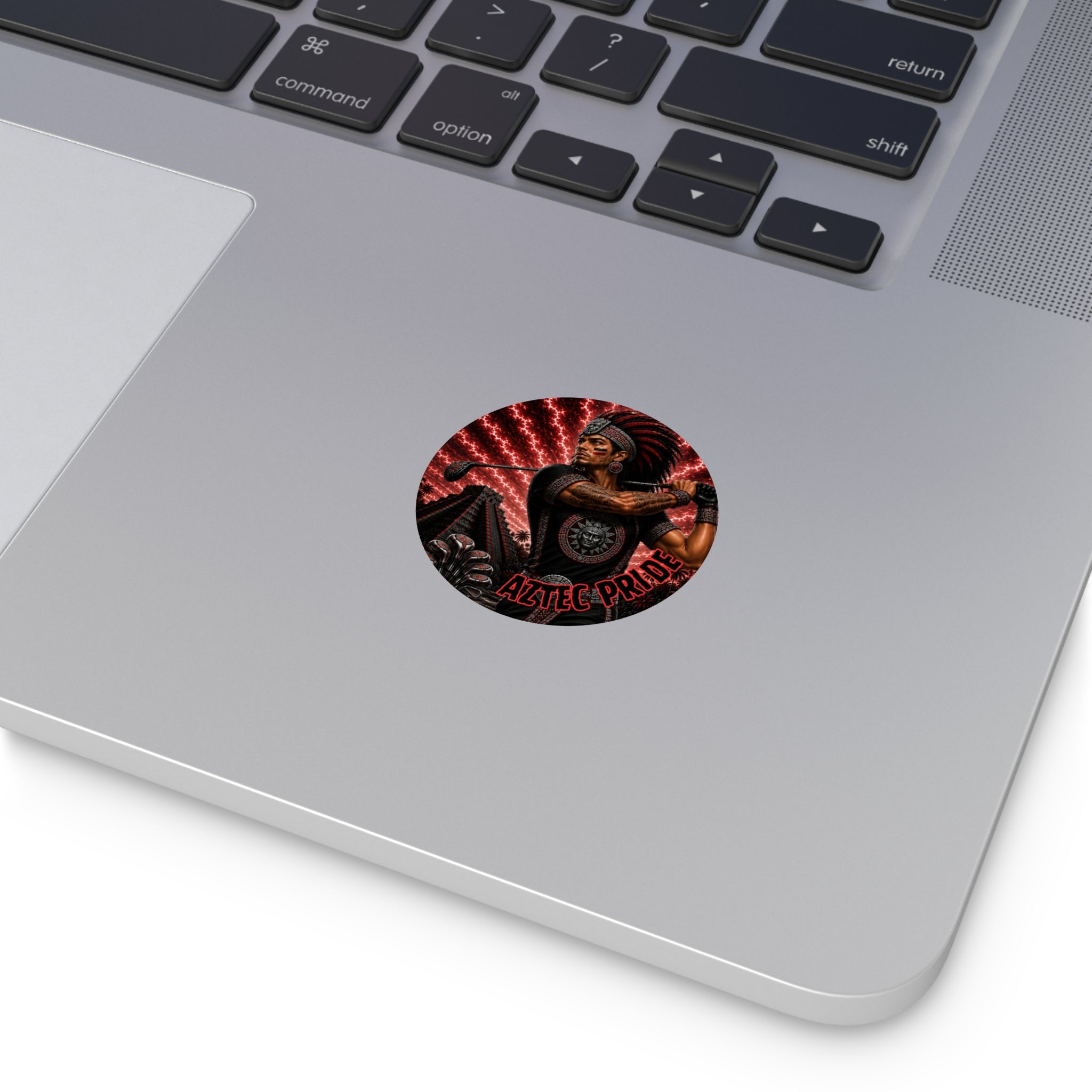 Aztec Golf Male Warrior Round Vinyl Sticker 2”–6” | Made & Shipped in the USA • 🚚 FREE USA Shipping • Personalized Option