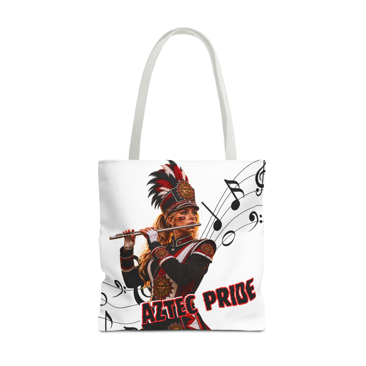 Aztec Flute Warrior Tote Bag | Aztec-Inspired AI Art • Made & Shipped in the USA • 🚚 FREE USA Shipping • FREE Personalization