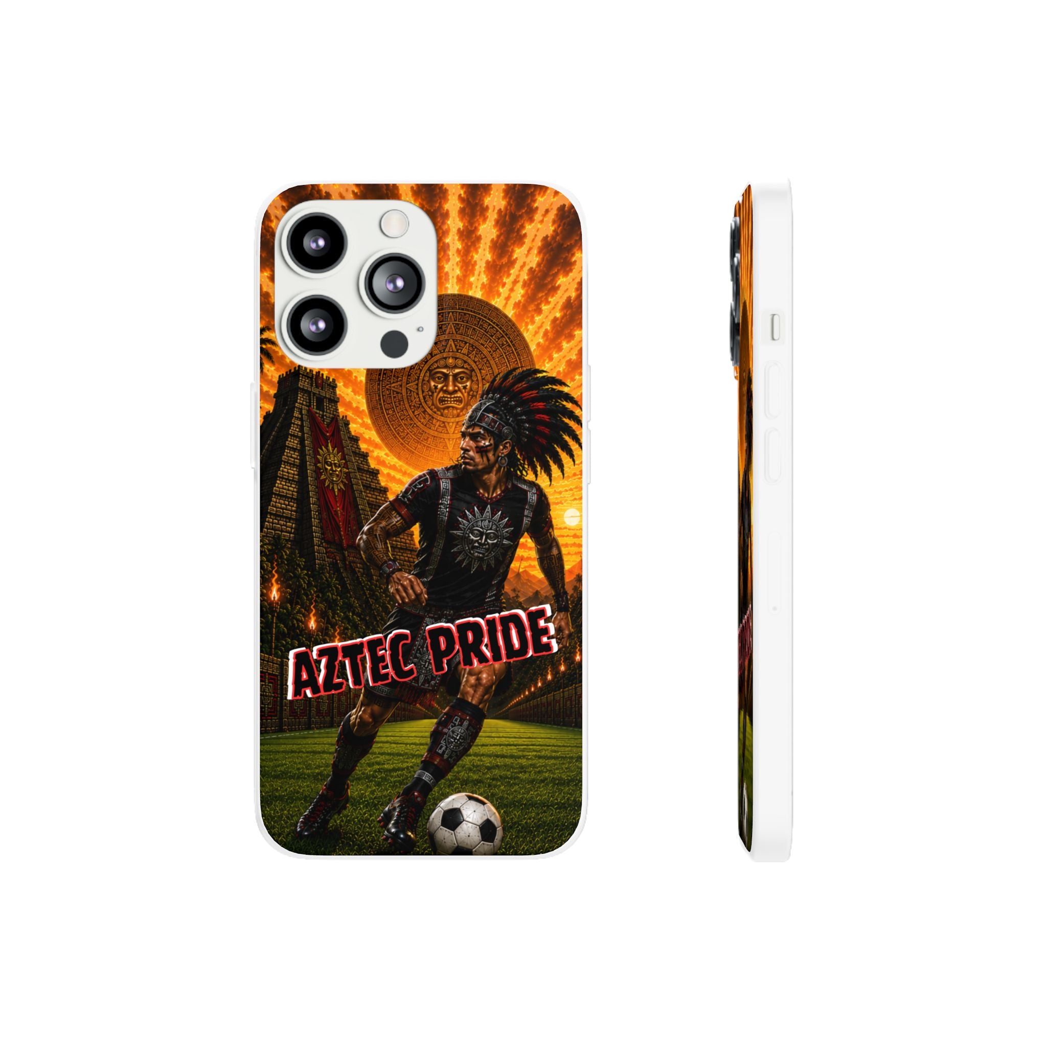Aztec Soccer Male Warrior – Flexi Phone Case (iPhone & Samsung • Clear TPU • Made & Shipped in the USA • 🚚 FREE USA Shipping • Personalized Option)