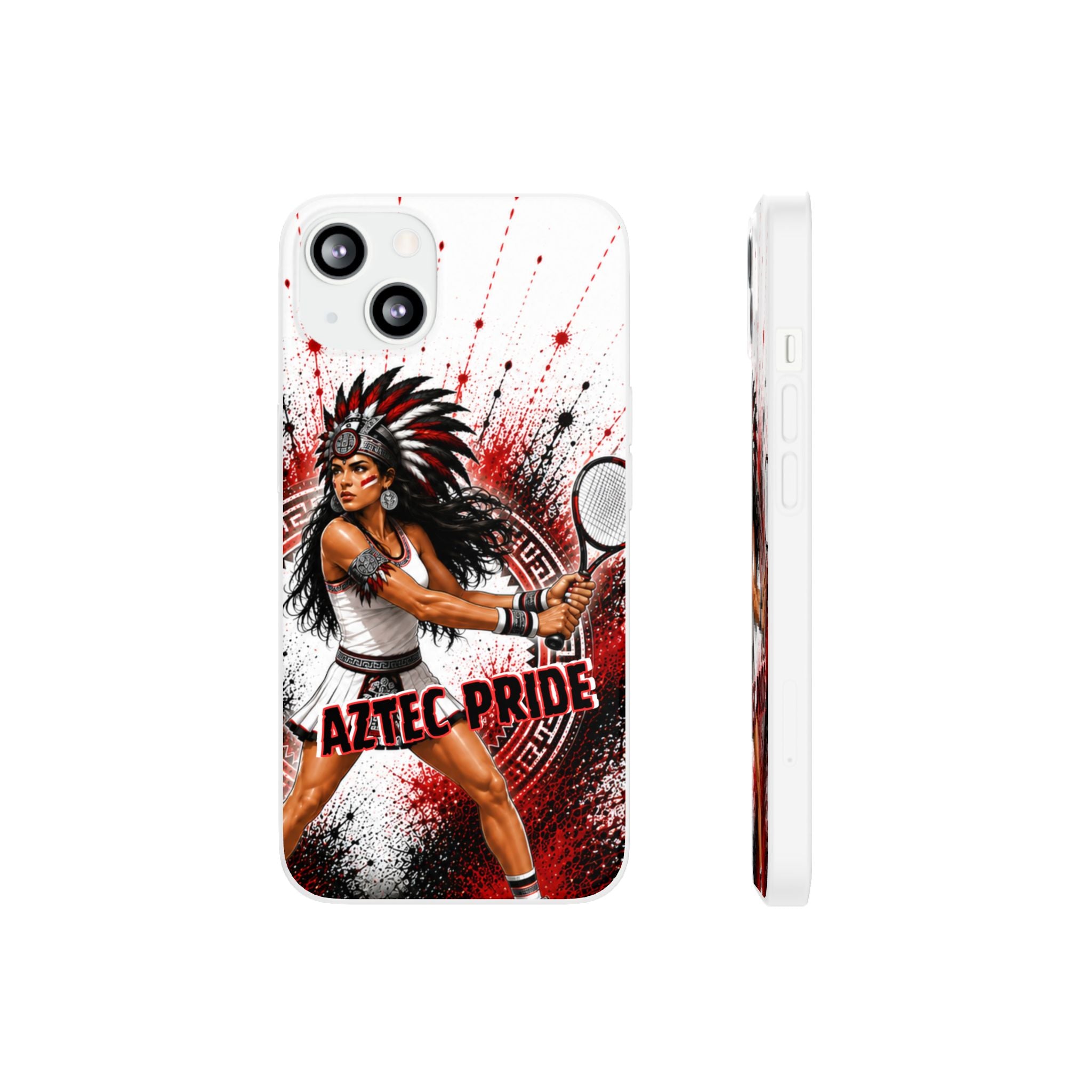 Aztec Tennis Female Warrior – Flexi Phone Case (iPhone & Samsung • Clear TPU • Made & Shipped in the USA • 🚚 FREE USA Shipping • Personalized Option)