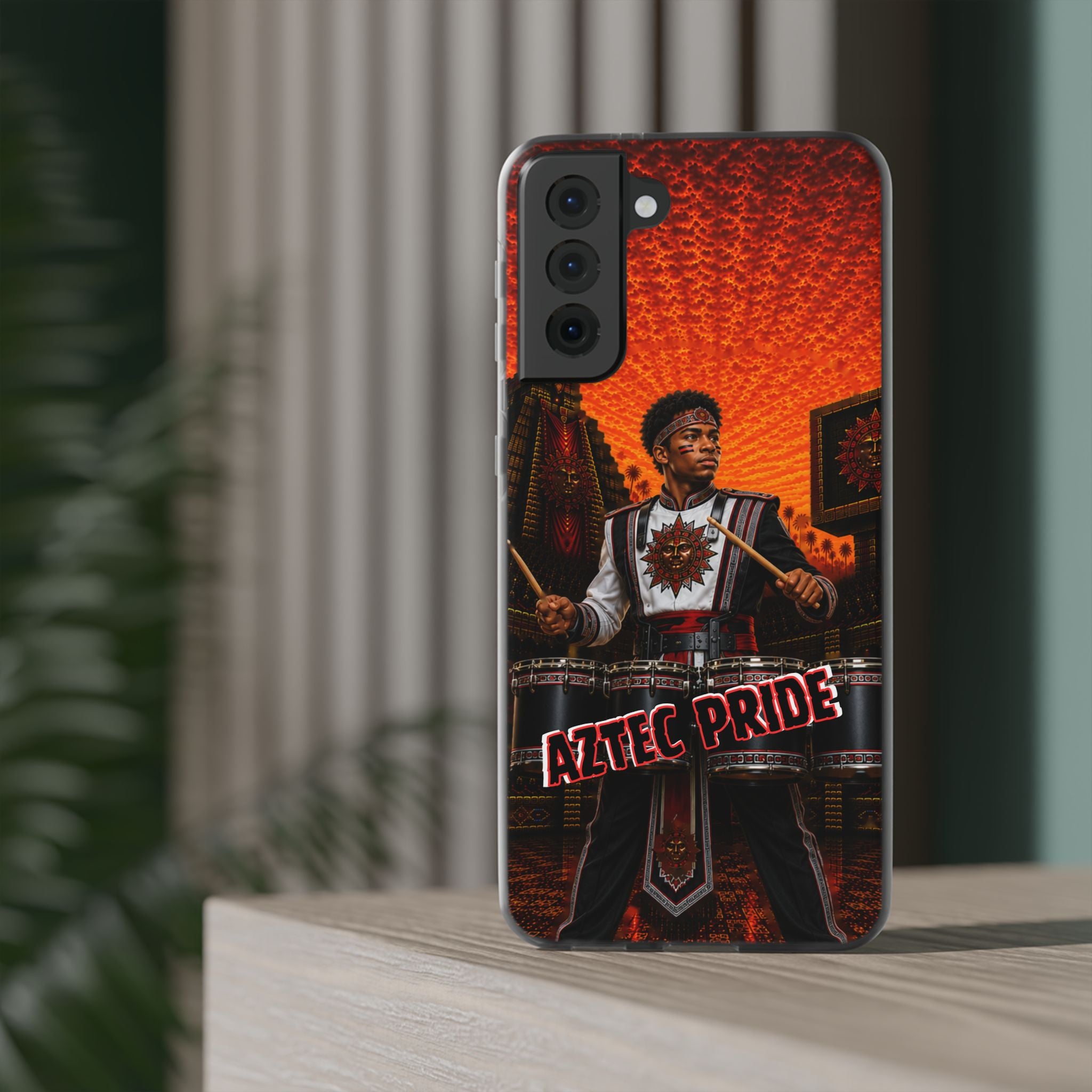 Aztec Band Warrior – Flexi Phone Case (iPhone & Samsung • Clear TPU • Made & Shipped in the USA • 🚚 FREE USA Shipping • Personalized Option)