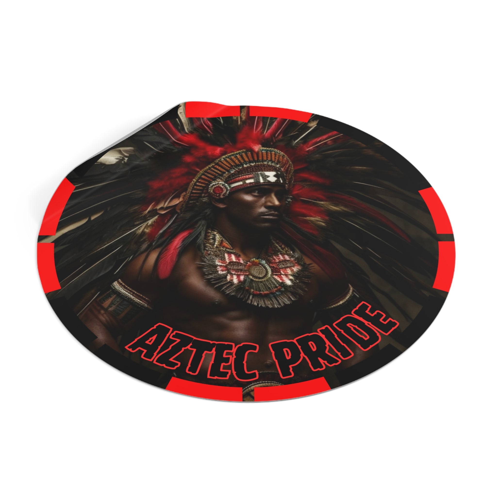 Aztec Panther Warrior Round Vinyl Sticker – Waterproof Matte Decal (2”–6”)