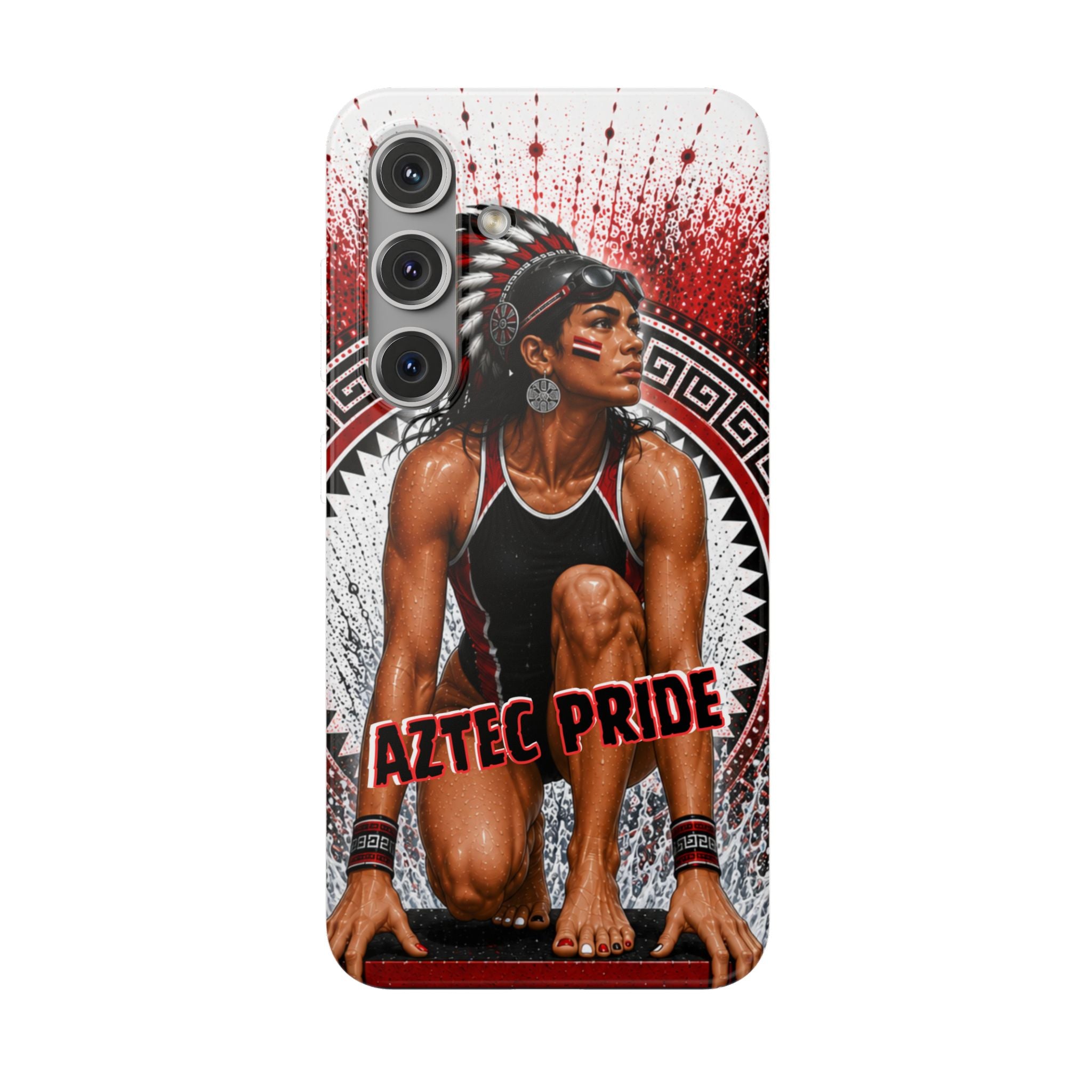 Aztec Swim & Dive Warrior – Flexi Phone Case (iPhone & Samsung • Clear TPU • Made & Shipped in the USA • 🚚 FREE USA Shipping • Personalized Option)