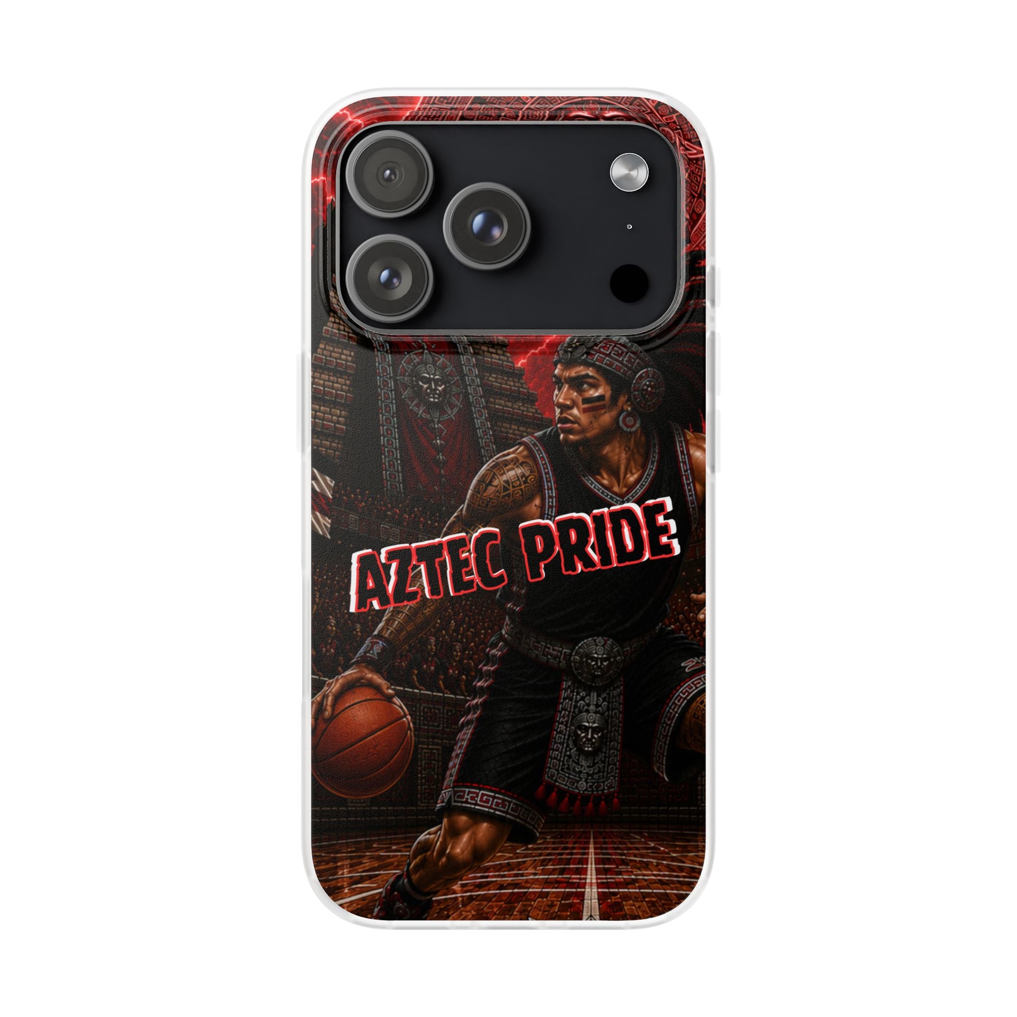 Aztec Basketall Warrior – Flexi Phone Case (iPhone & Samsung • Clear TPU • Made & Shipped in the USA • 🚚 FREE USA Shipping • Personalized Option)