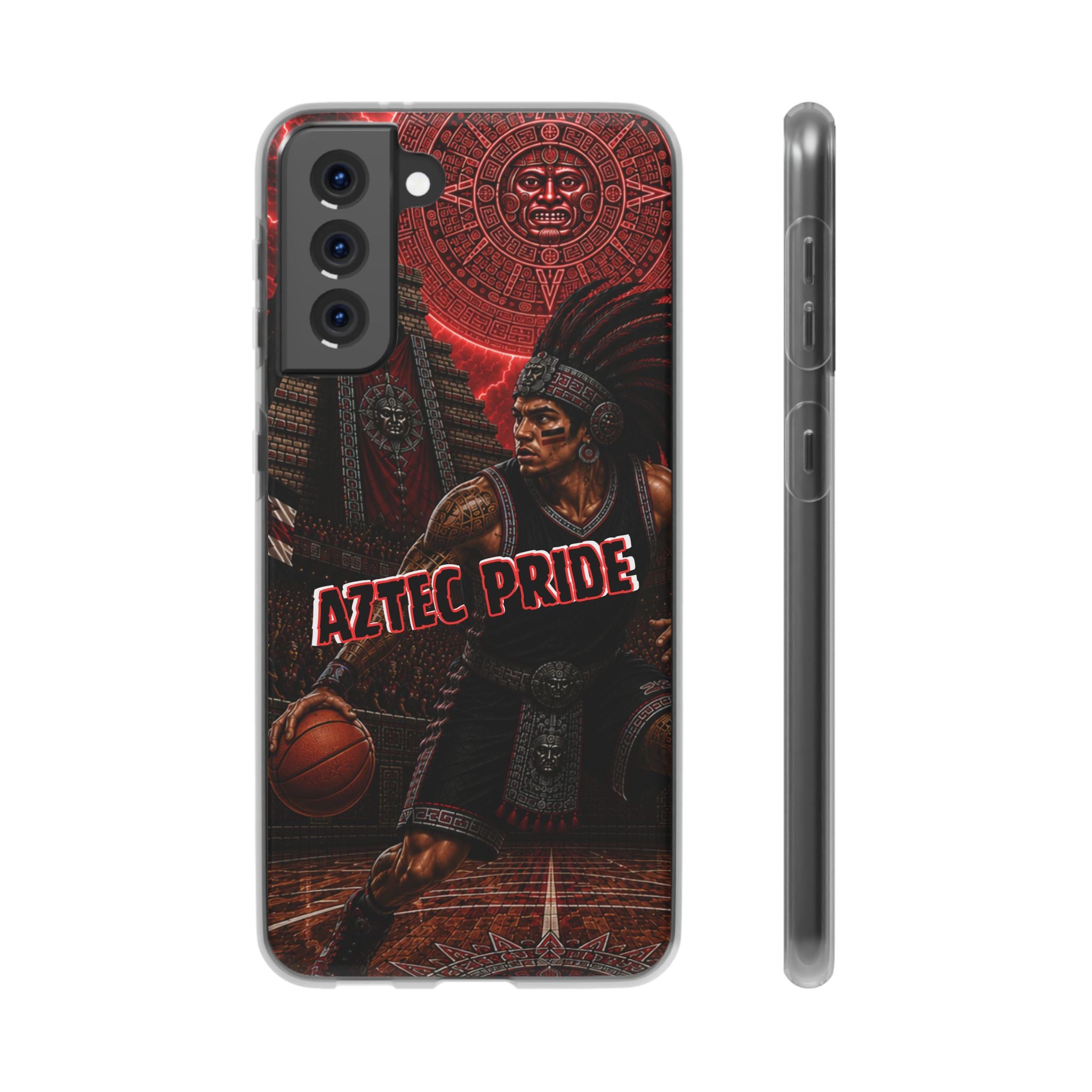 Aztec Basketall Warrior – Flexi Phone Case (iPhone & Samsung • Clear TPU • Made & Shipped in the USA • 🚚 FREE USA Shipping • Personalized Option)