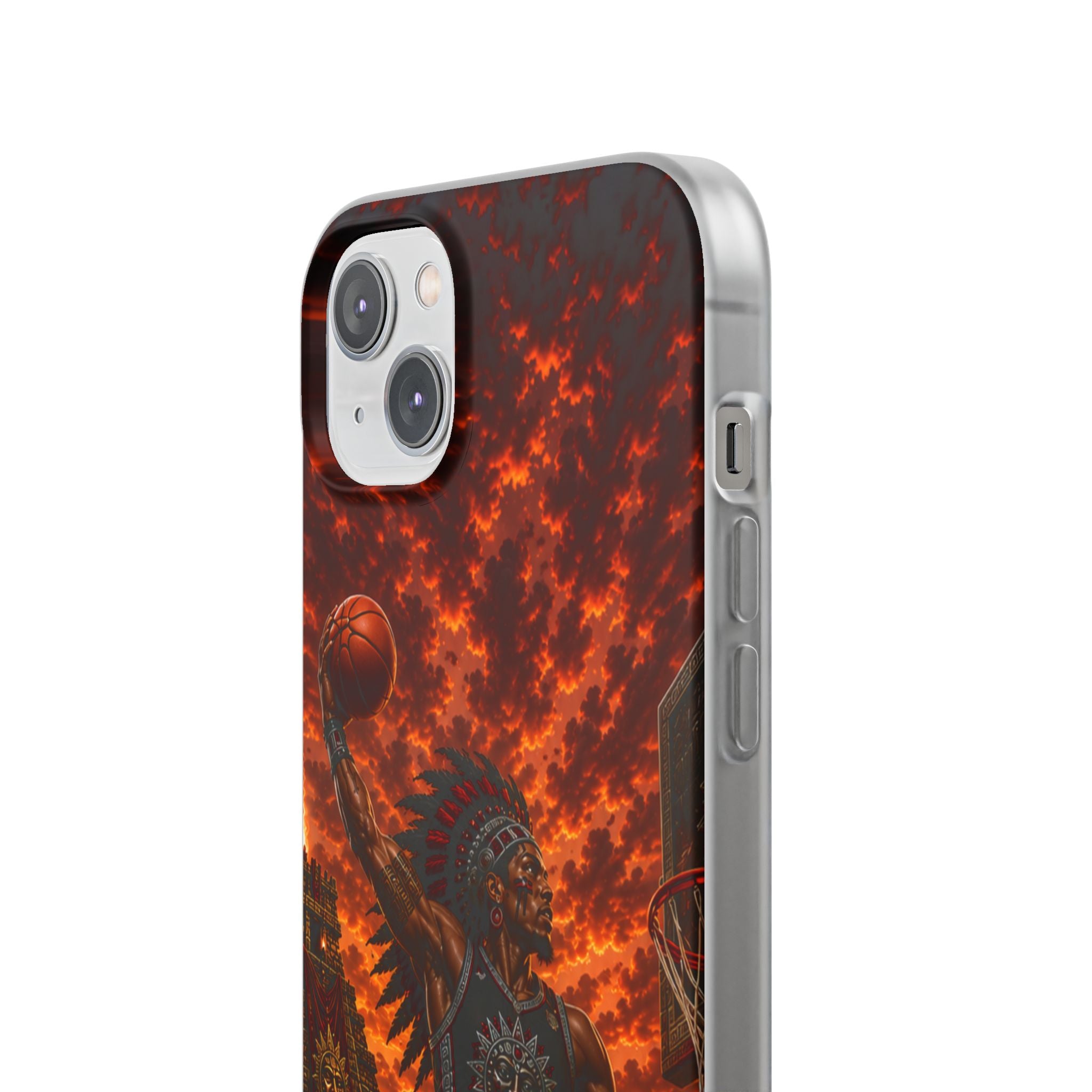 Aztec Basketball Male Warrior – Flexi Phone Case (iPhone & Samsung • Clear TPU • Made & Shipped in the USA • 🚚 FREE USA Shipping • Personalized Option)