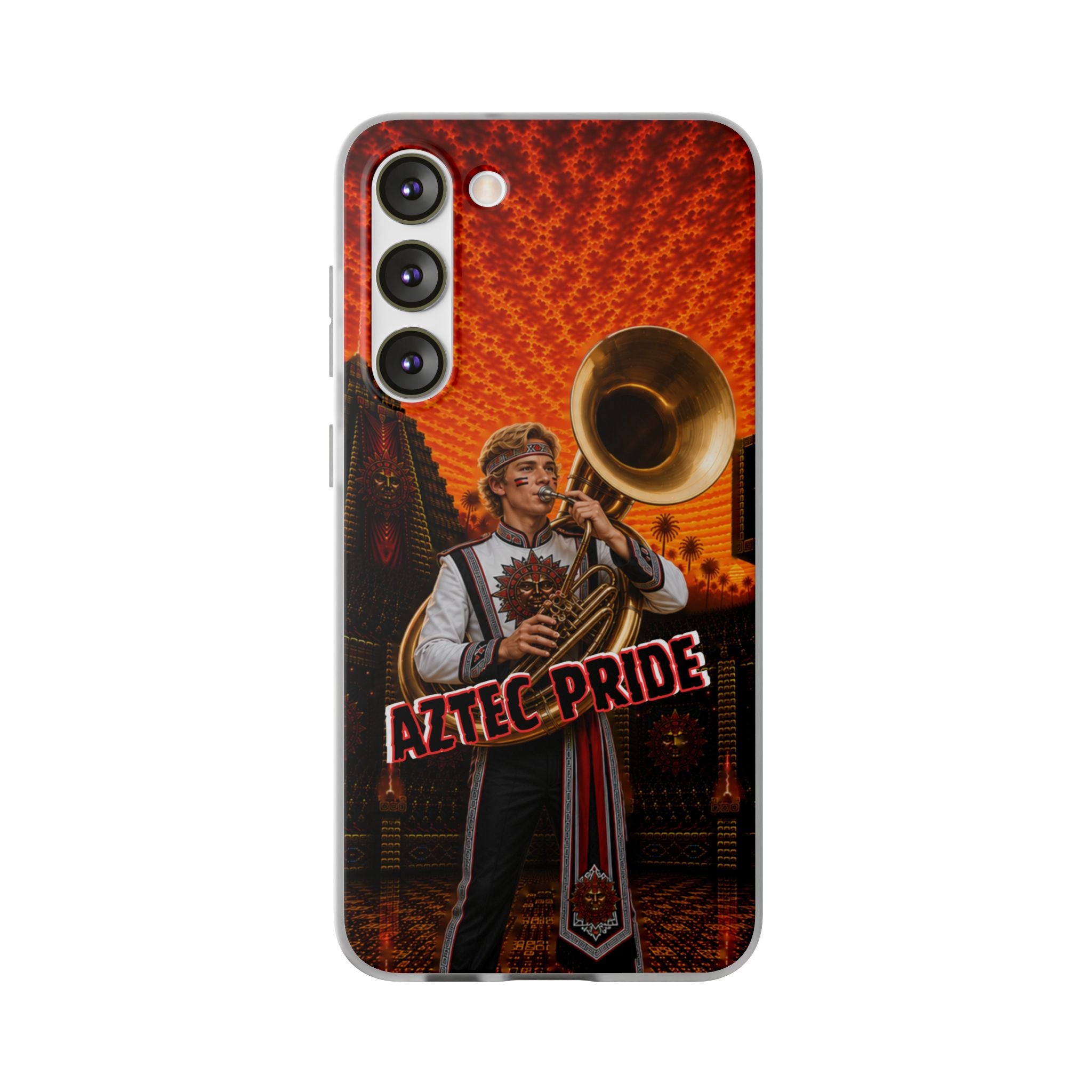 Aztec Band Warrior – Flexi Phone Case (iPhone & Samsung • Clear TPU • Made & Shipped in the USA • 🚚 FREE USA Shipping • Personalized Option)