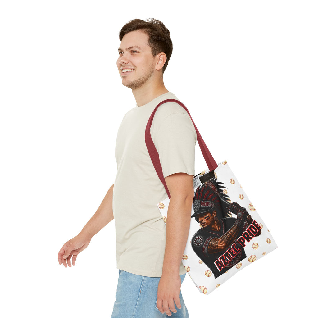 Aztec Baseball Warrior Tote Bag | Aztec-Inspired AI Art • Made & Shipped in the USA • 🚚 FREE USA Shipping • FREE Personalization